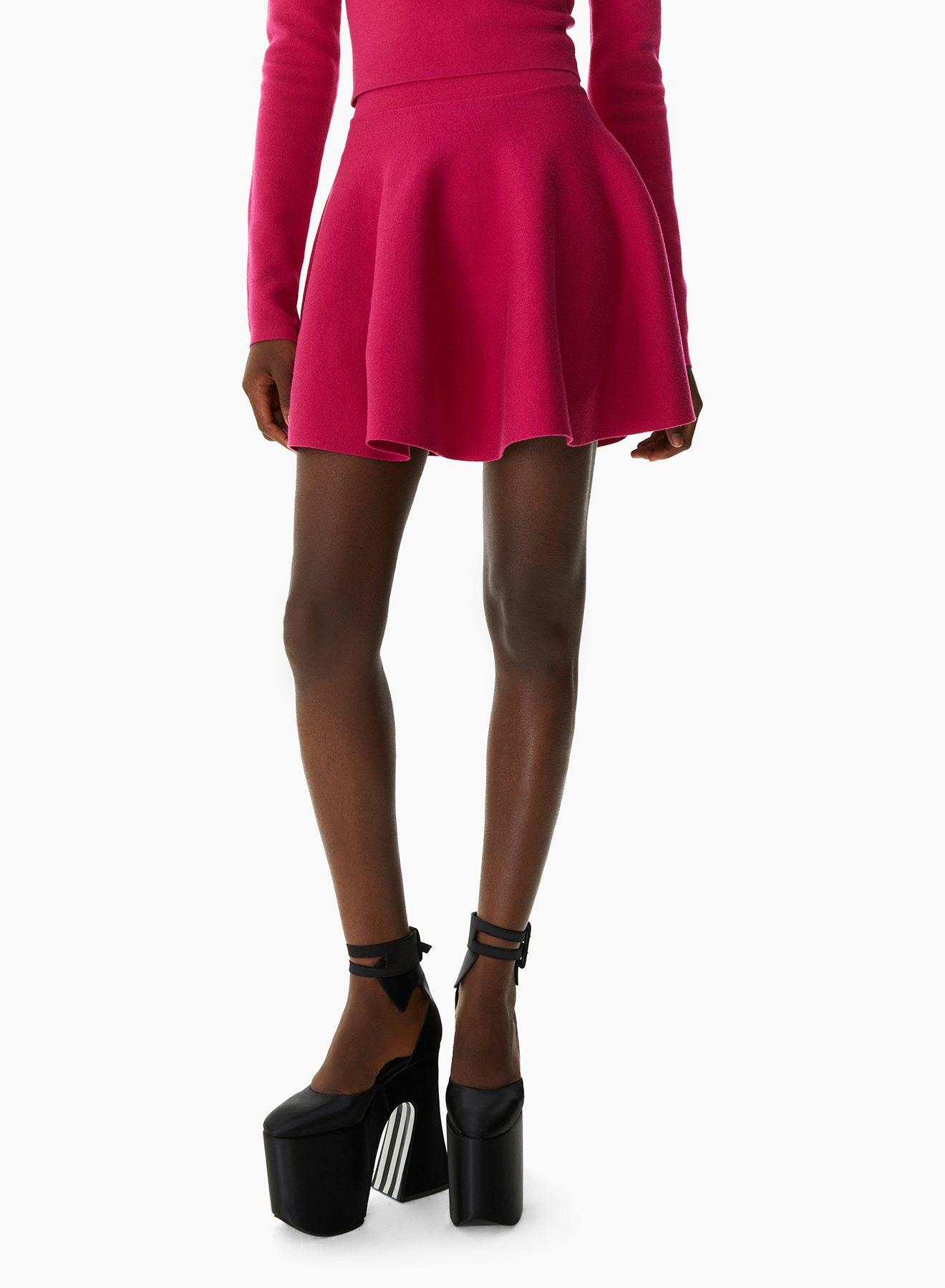 Mini Wool-Blend Skater Skirt Dark Fuchsia - Nina Ricci
