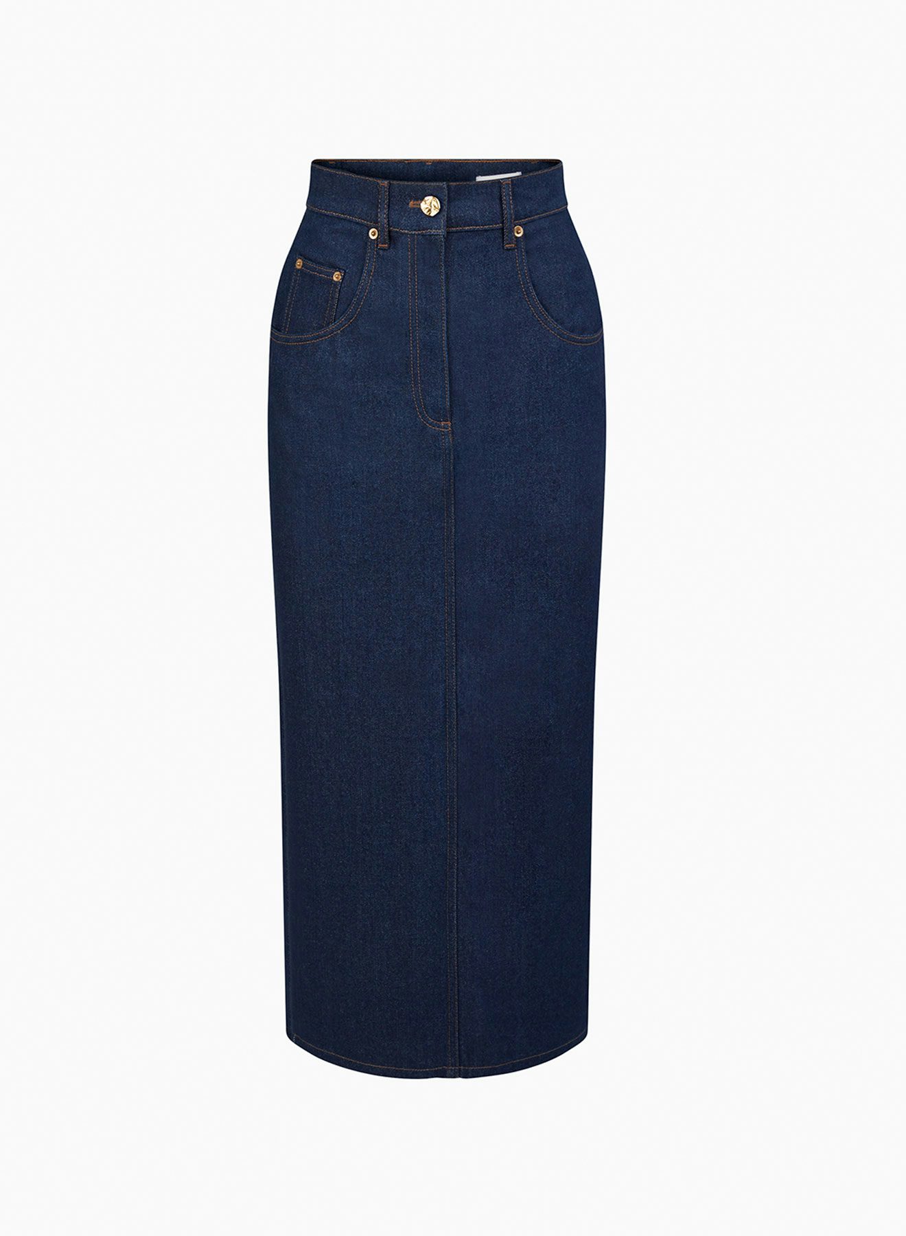Long Denim Skirt With Slit Raw Blue - Nina Ricci