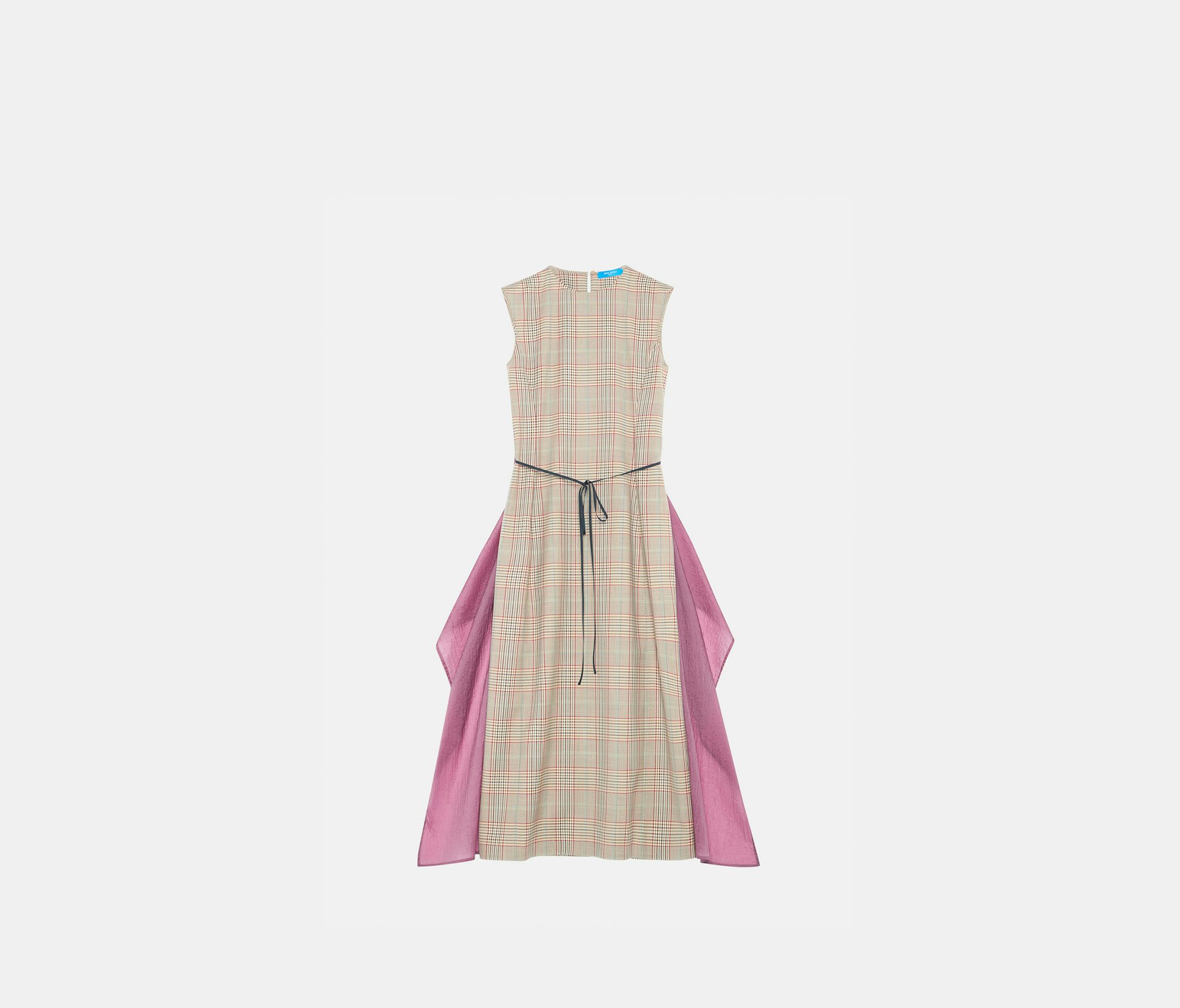 Check wool dress with technical fabric in the back khaki red blue - Nina Ricci