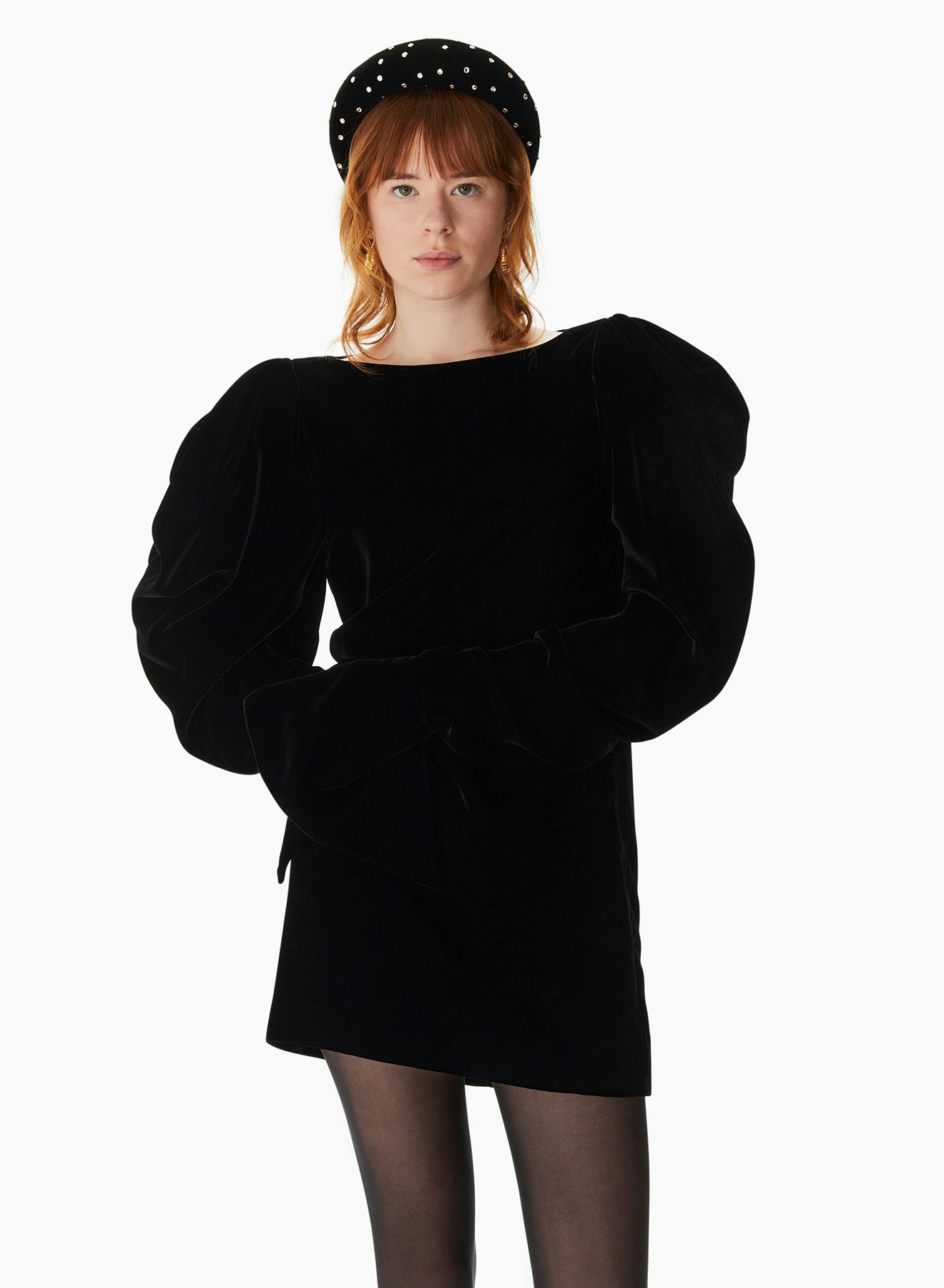 Mini Velvet Dress With Puff Sleeves Black - Nina Ricci 