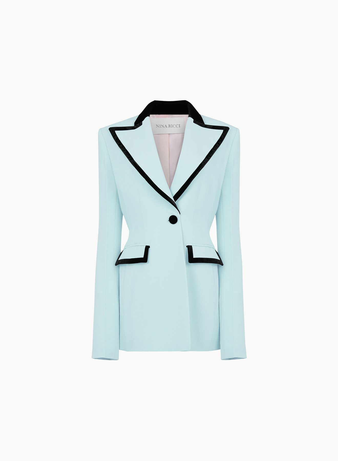 Tuxedo detail blazer in light blue- Nina Ricci