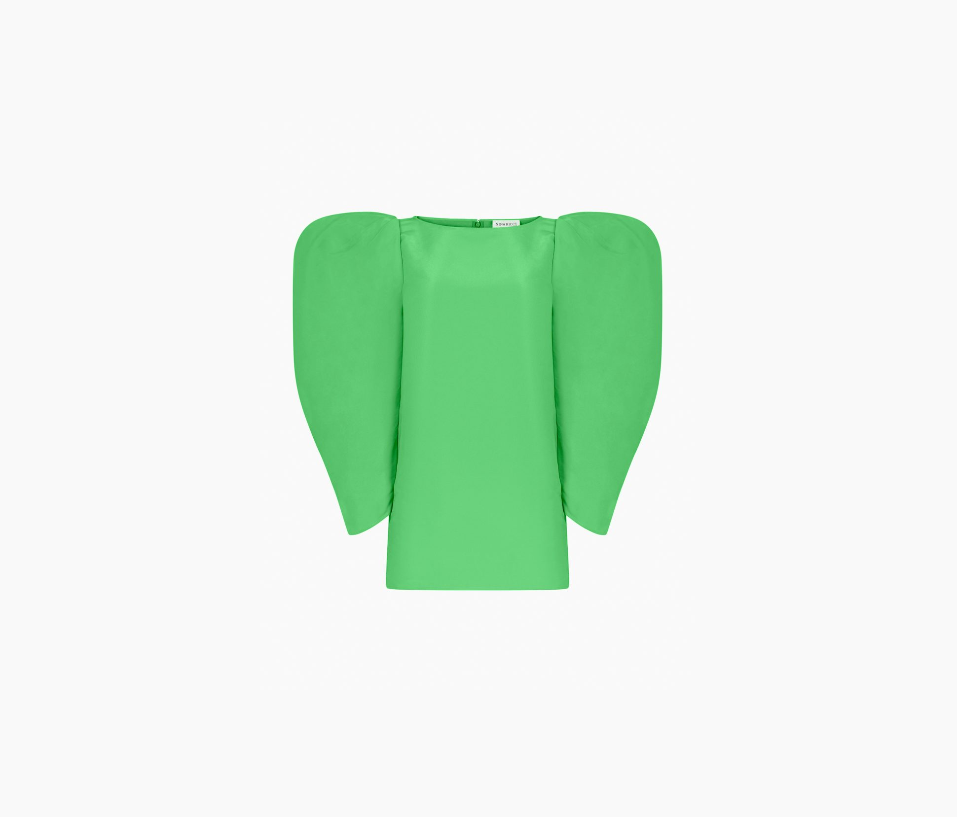 Puff Gathered Sleeves Mini Dress Green  34