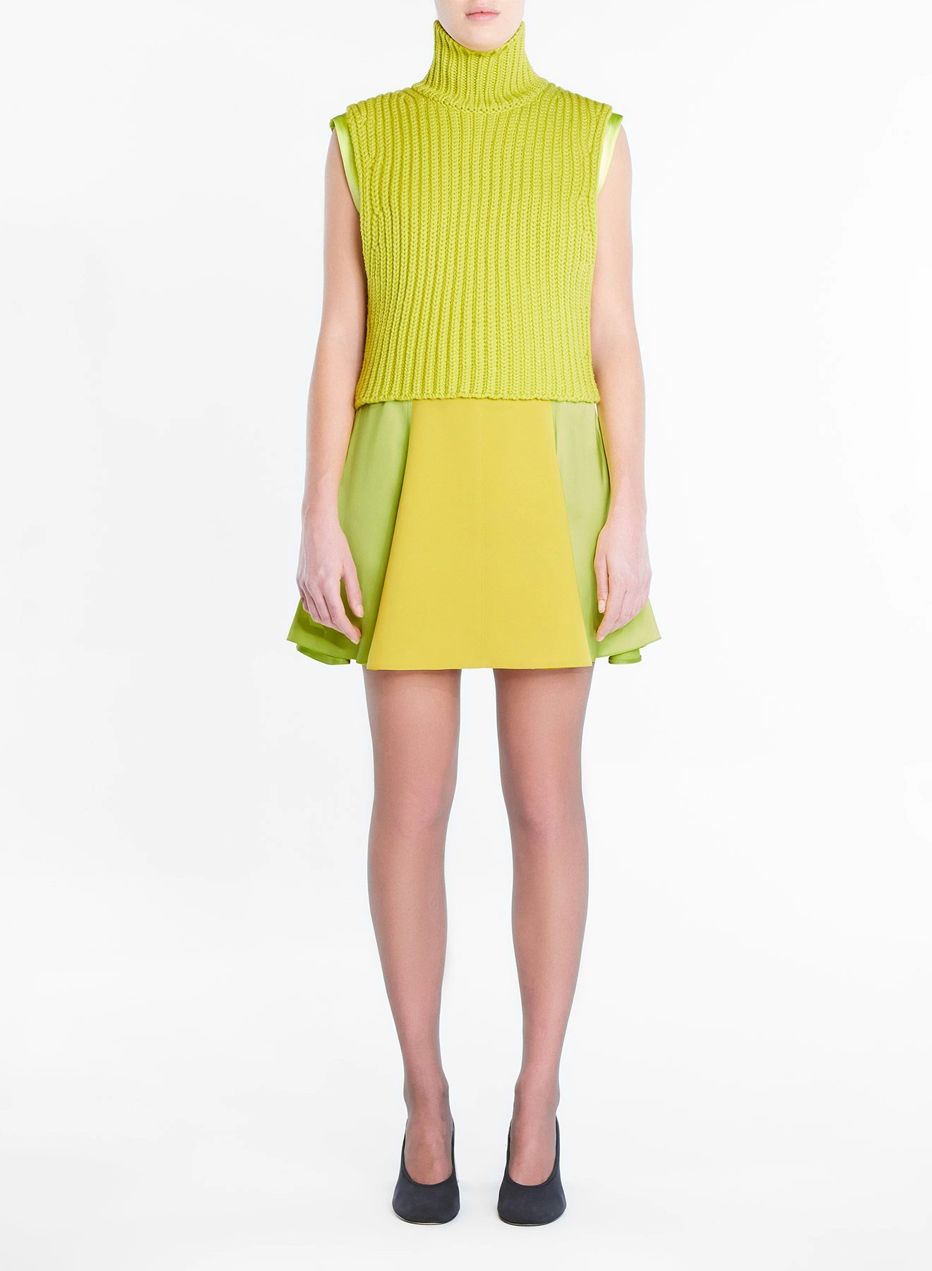 Robe bimatière jaune citron - Nina Ricci