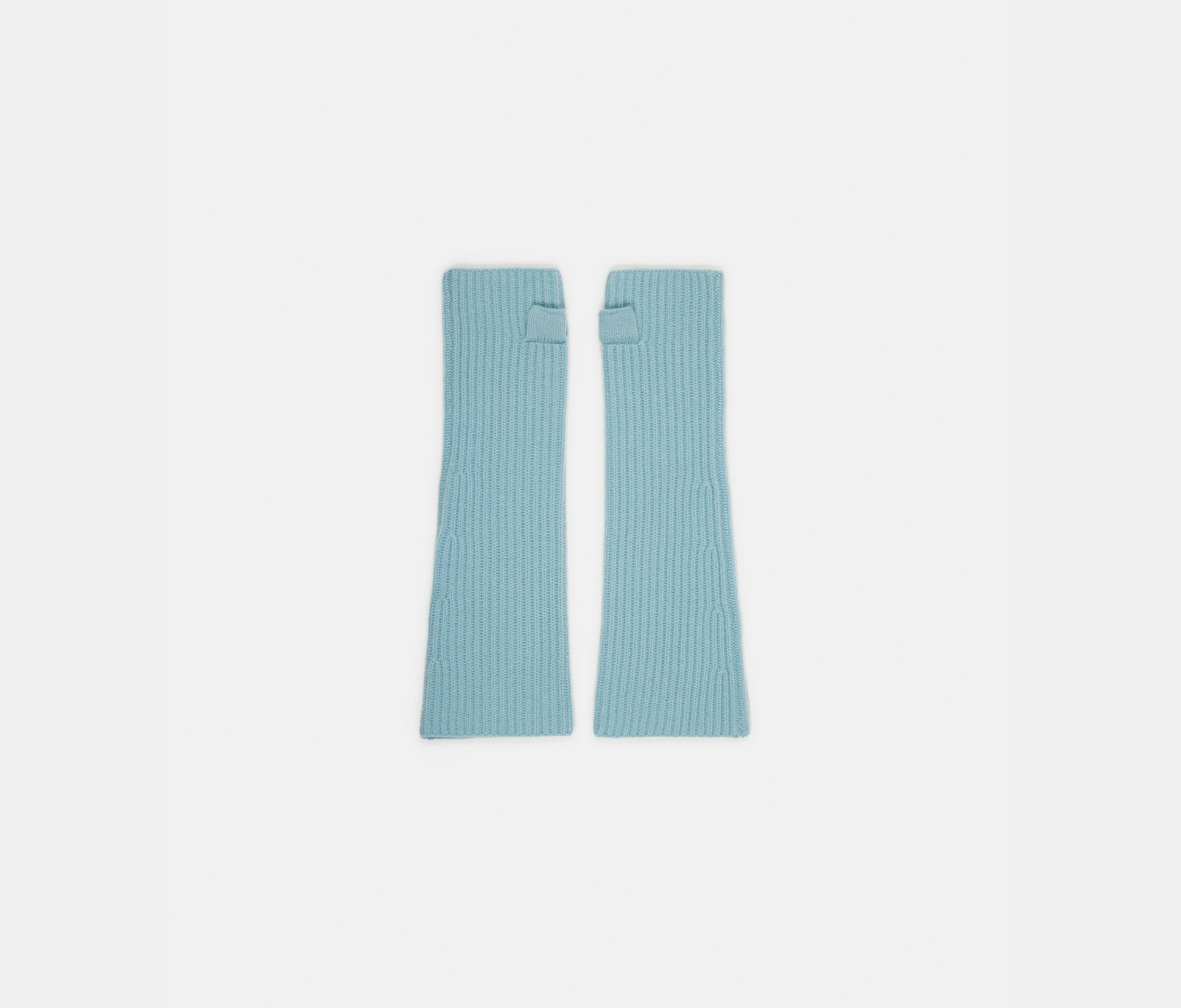 Mitaines en laine côtelée bleu clair - Nina Ricci