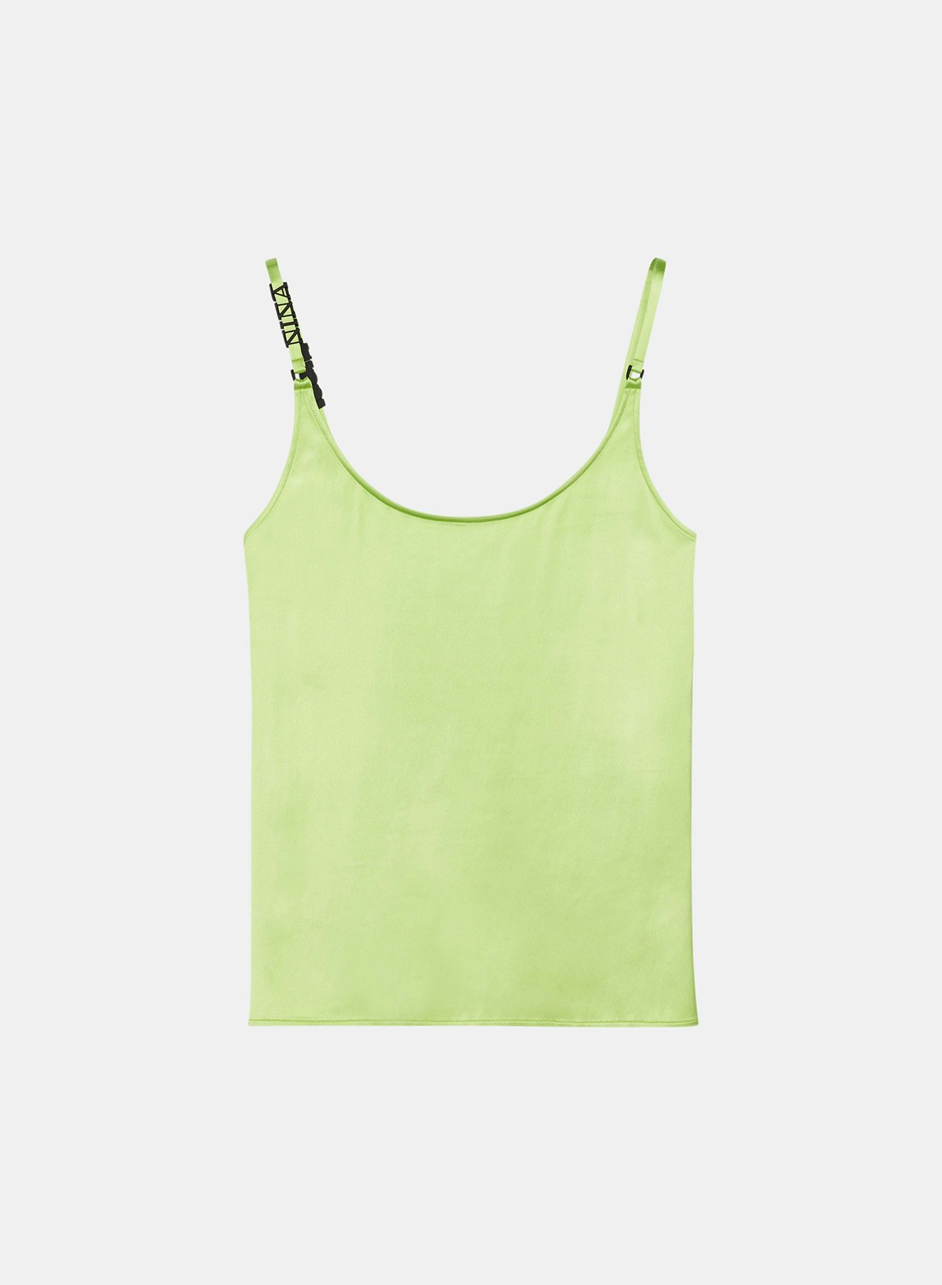 Green satin camisole zipped in the back with Nina Ricci logo on the shoulder strap - Nina Ricci