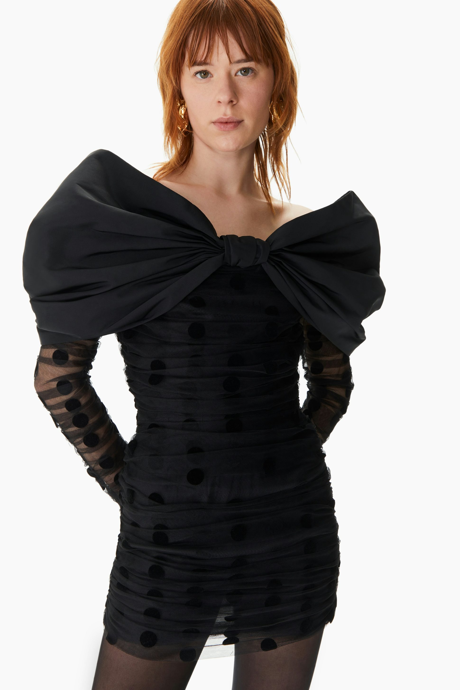 Minivestido Con Escote De Lazo Negro - Nina Ricci