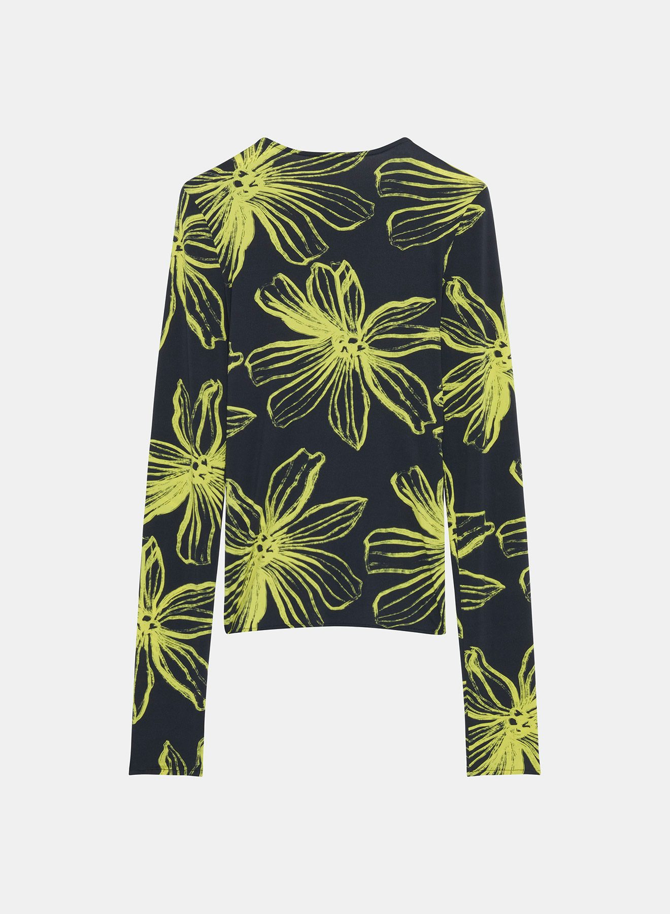 Camiseta segunda piel de manga larga con estampado de flores amarillo - Nina Ricci