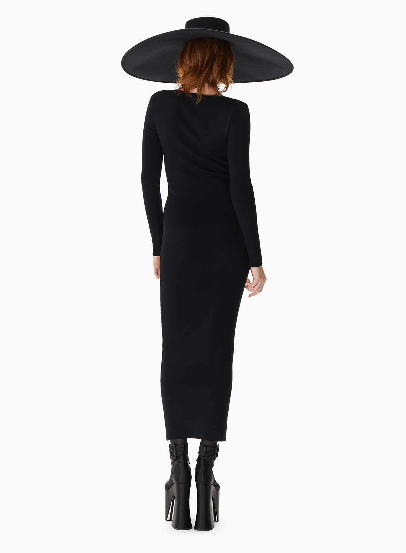 Fitted Knit Midi Dress Black - Nina Ricci