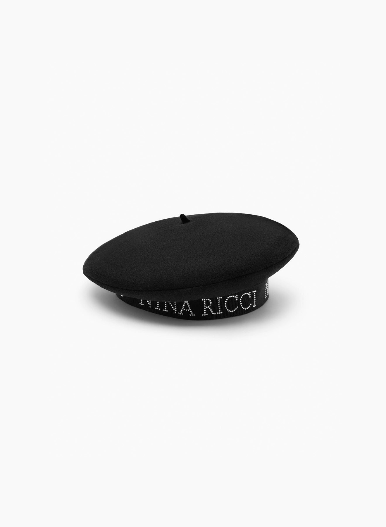 Boina De Lana Con Logotipo De Strass Negro - Nina Ricci 