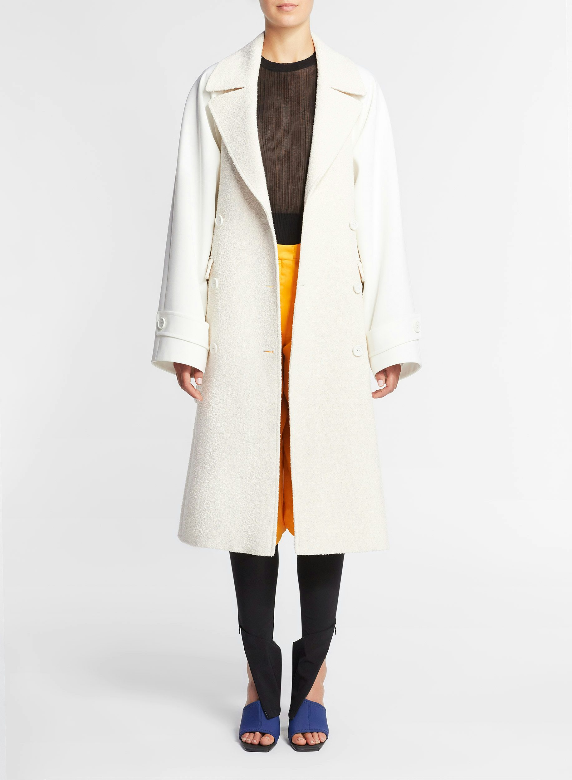 Trench de dos materiales de algodón bouclé crudo - Nina Ricci