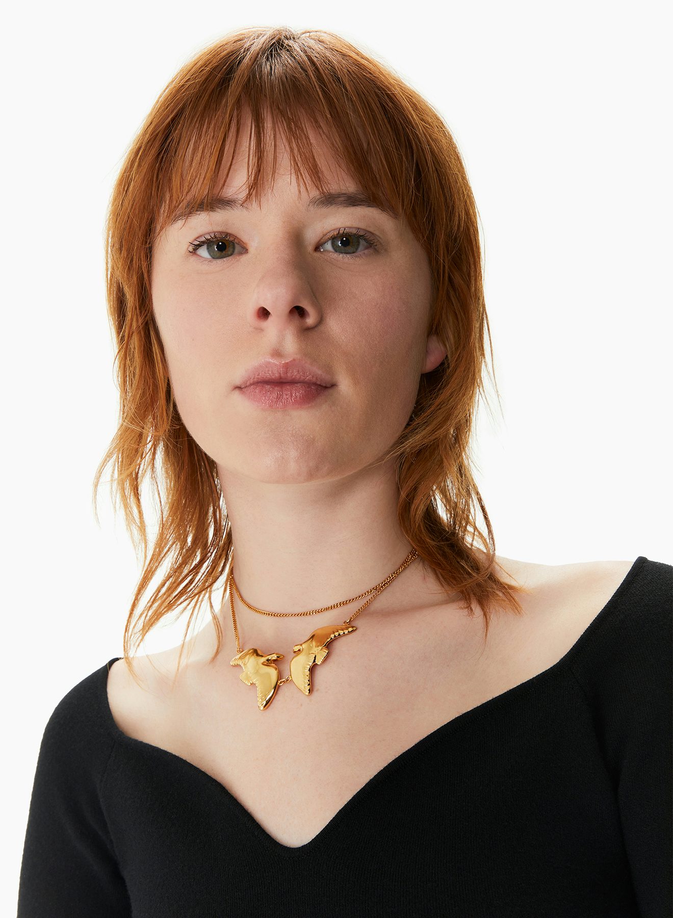 Collar De Cadena Con Doble Paloma Oro - Nina Ricci
