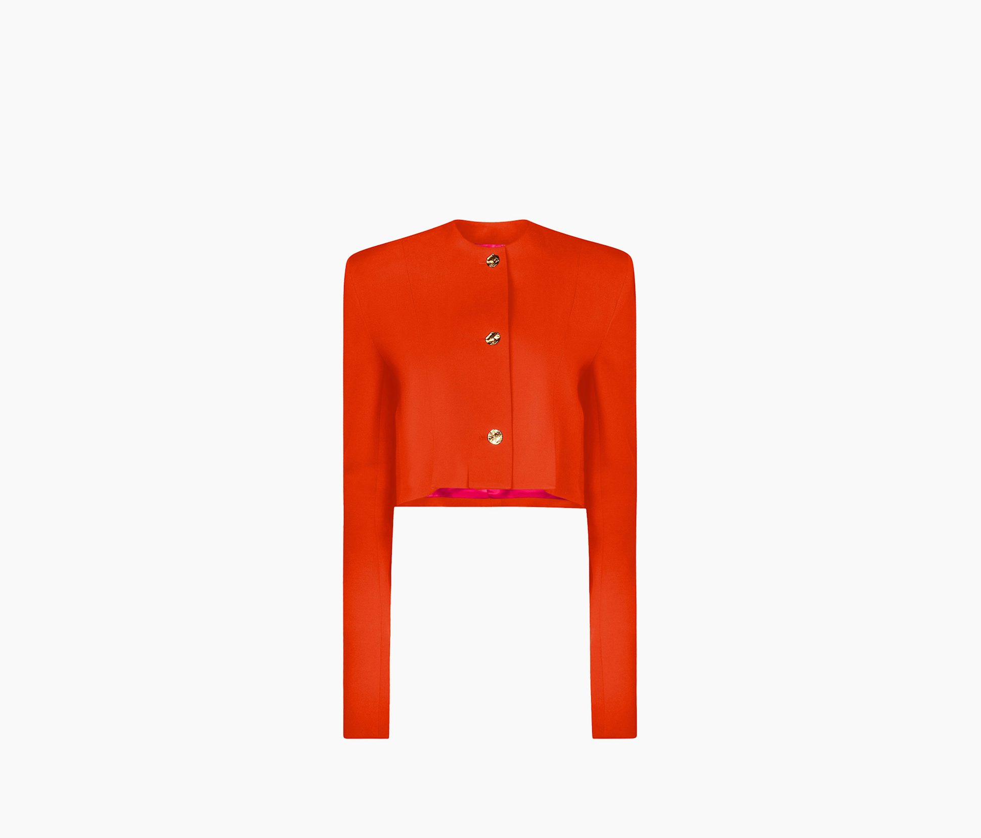 Wool Gabardine Round Collar Jacket 34
