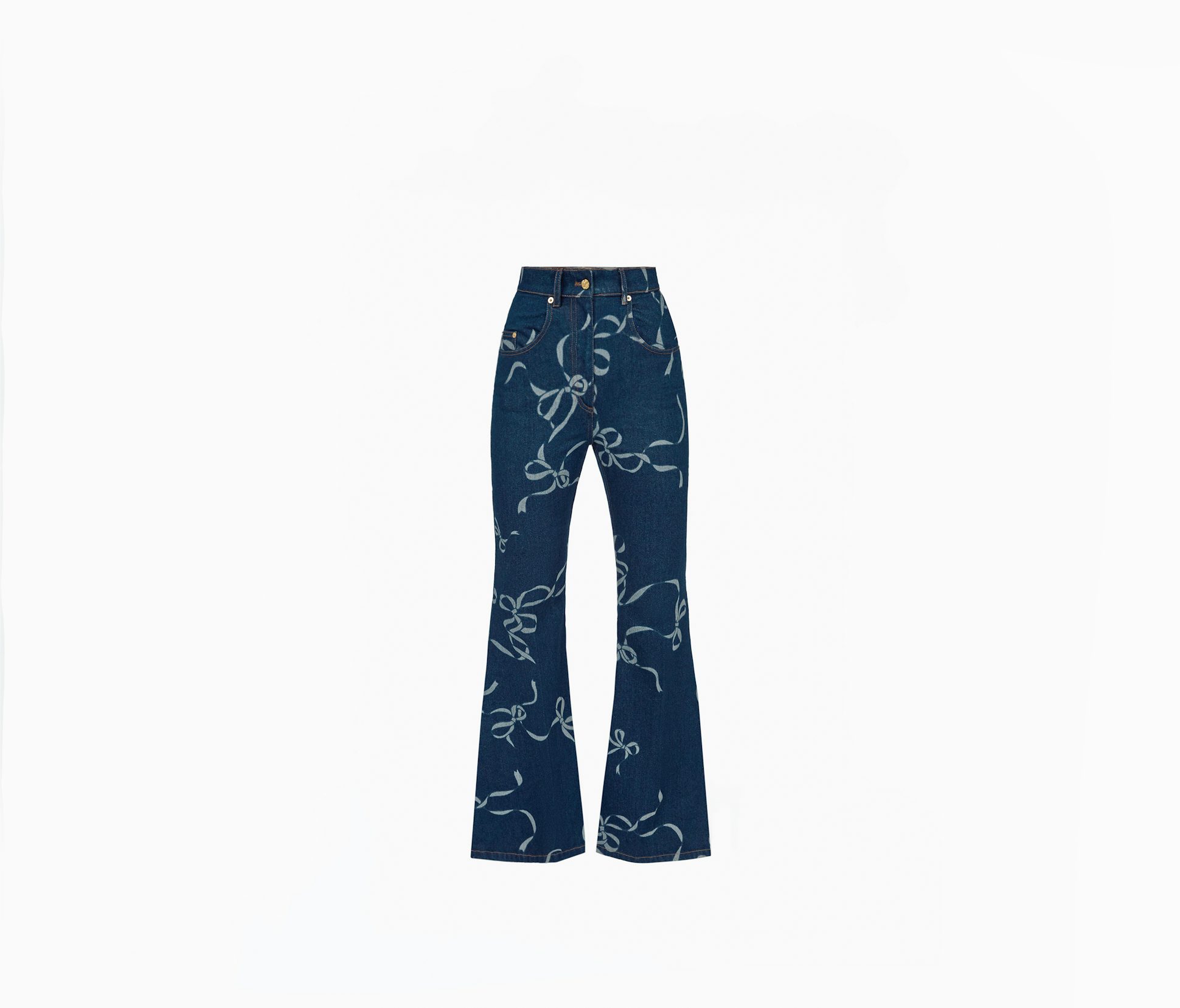BOW-PRINT EXAGGERATED FLARE JEANS 36