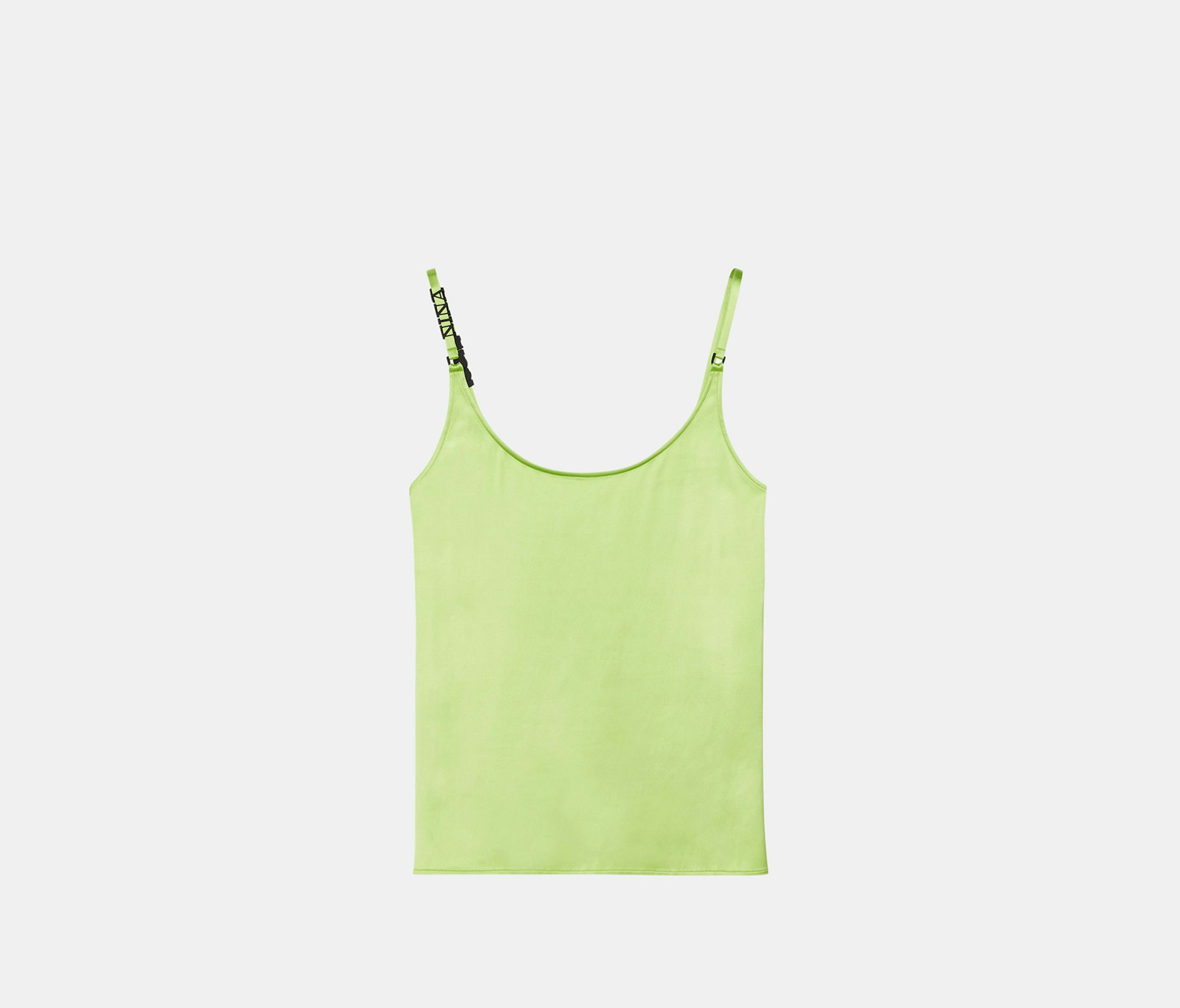 Green satin camisole zipped in the back with Nina Ricci logo on the shoulder strap - Nina Ricci