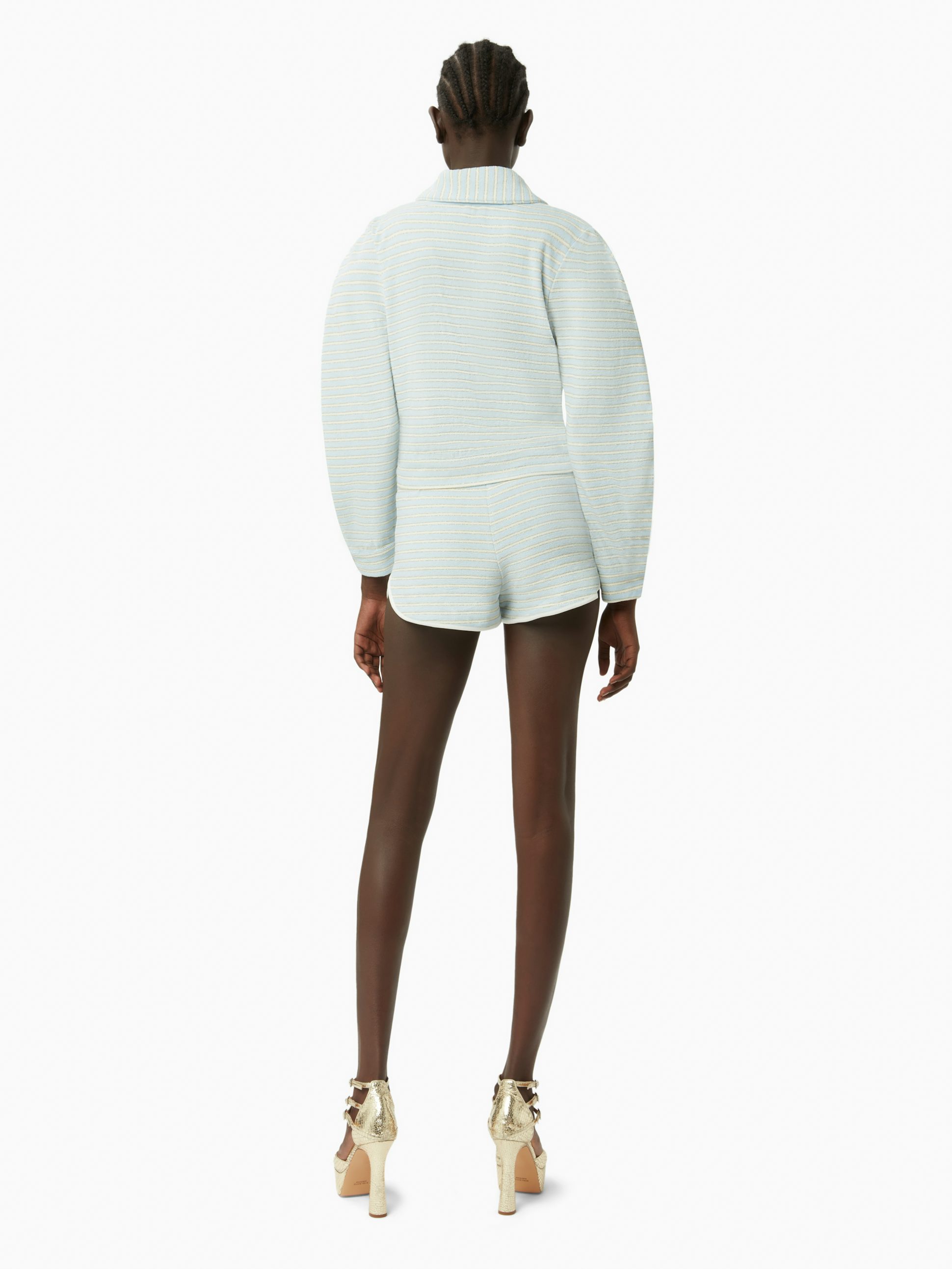 Striped terry cotton hotpants in blue and gold - Nina Ricci
