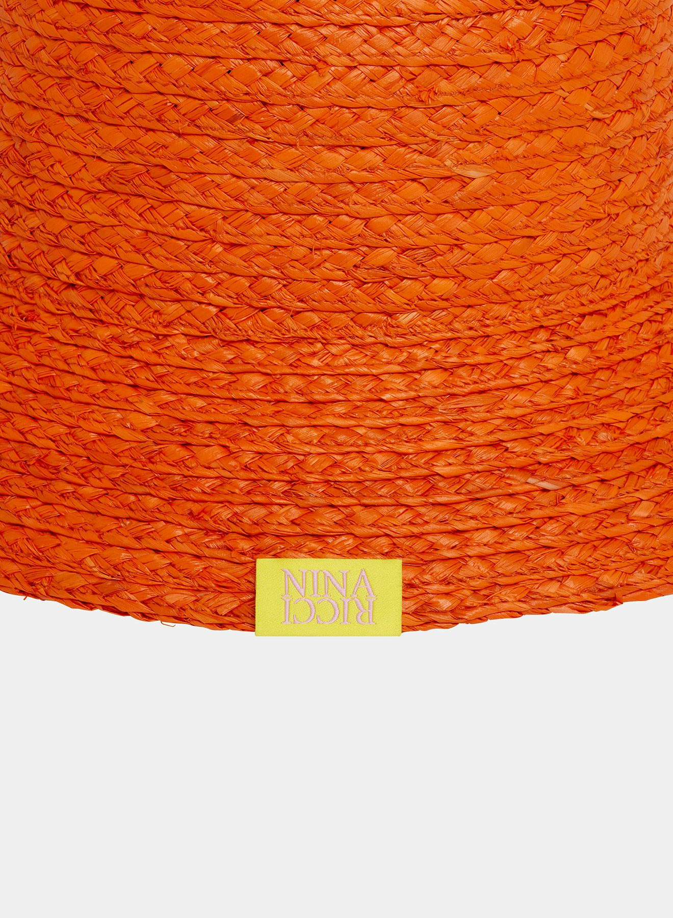 Chapeau en Paille Orange avec Etiquette Logo - Nina Ricci