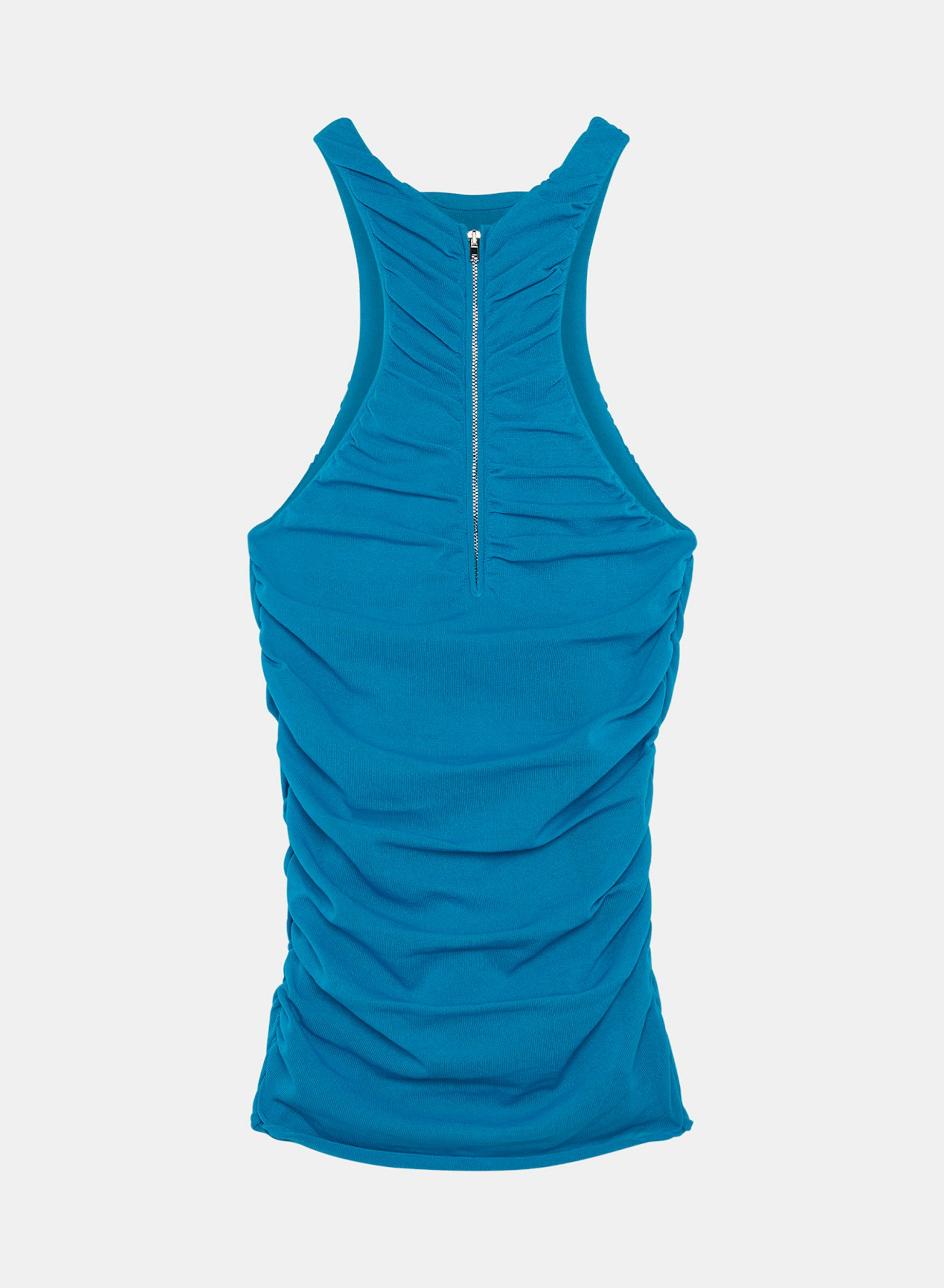 Top Drapé en Jersey sans Manche Cyan Zippé dans le Dos - Nina Ricci