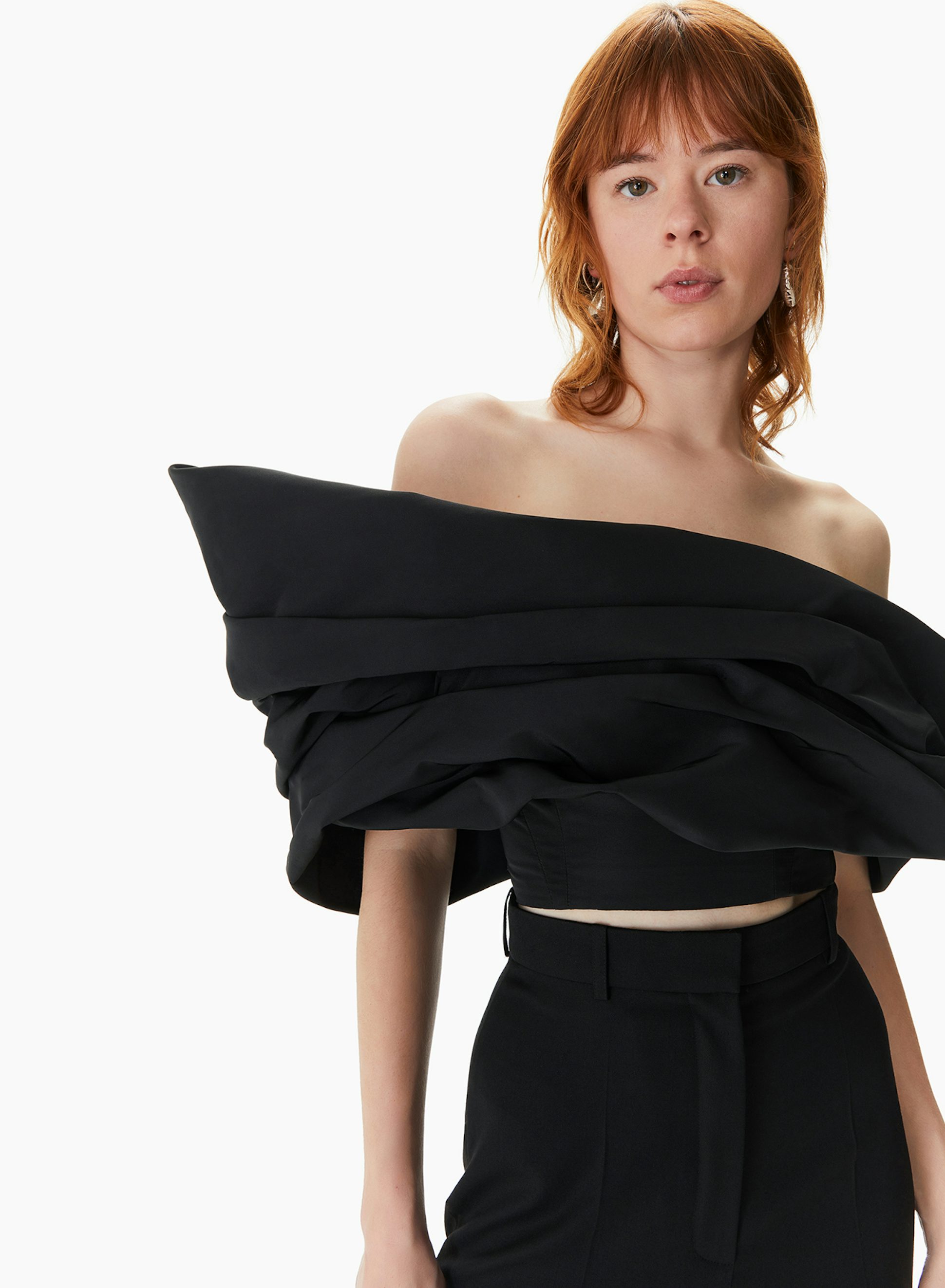 Top Asimétrico De Tafetán Negro - Nina Ricci