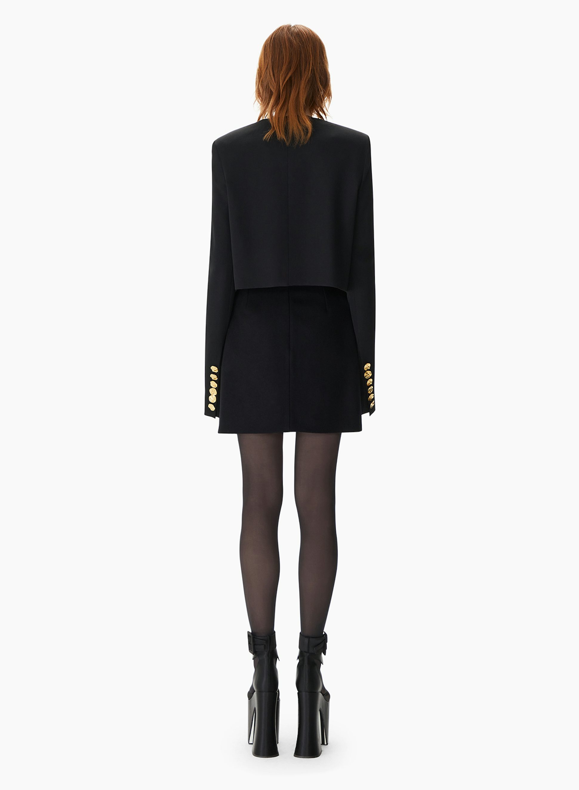 Wool Gabardine Round Collar Jacket Black - Nina Ricci 