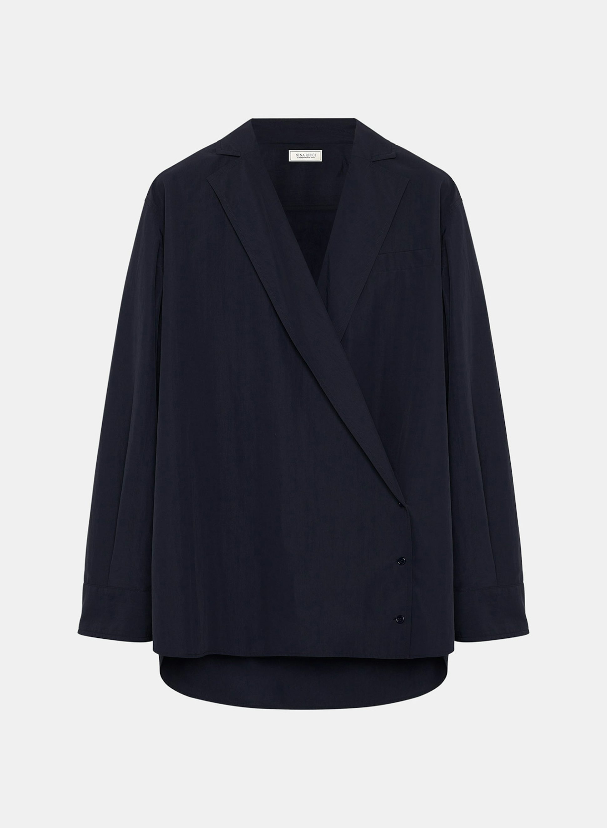 Dark Navy Blue Poplin Wrapped Blouse - Nina Ricci