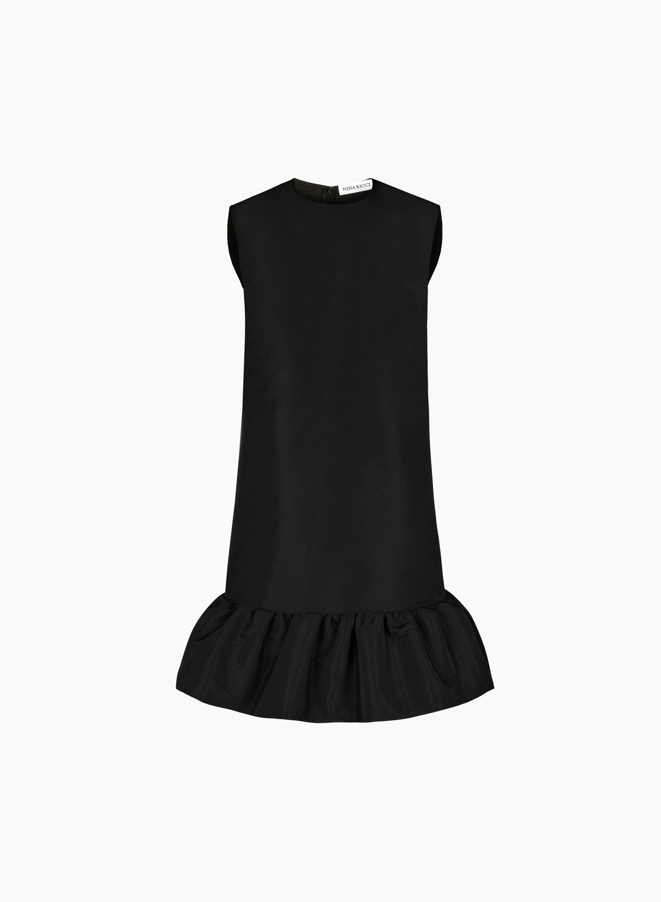 Mini Vestido Peplum de Tafetán Negro - Nina Ricci