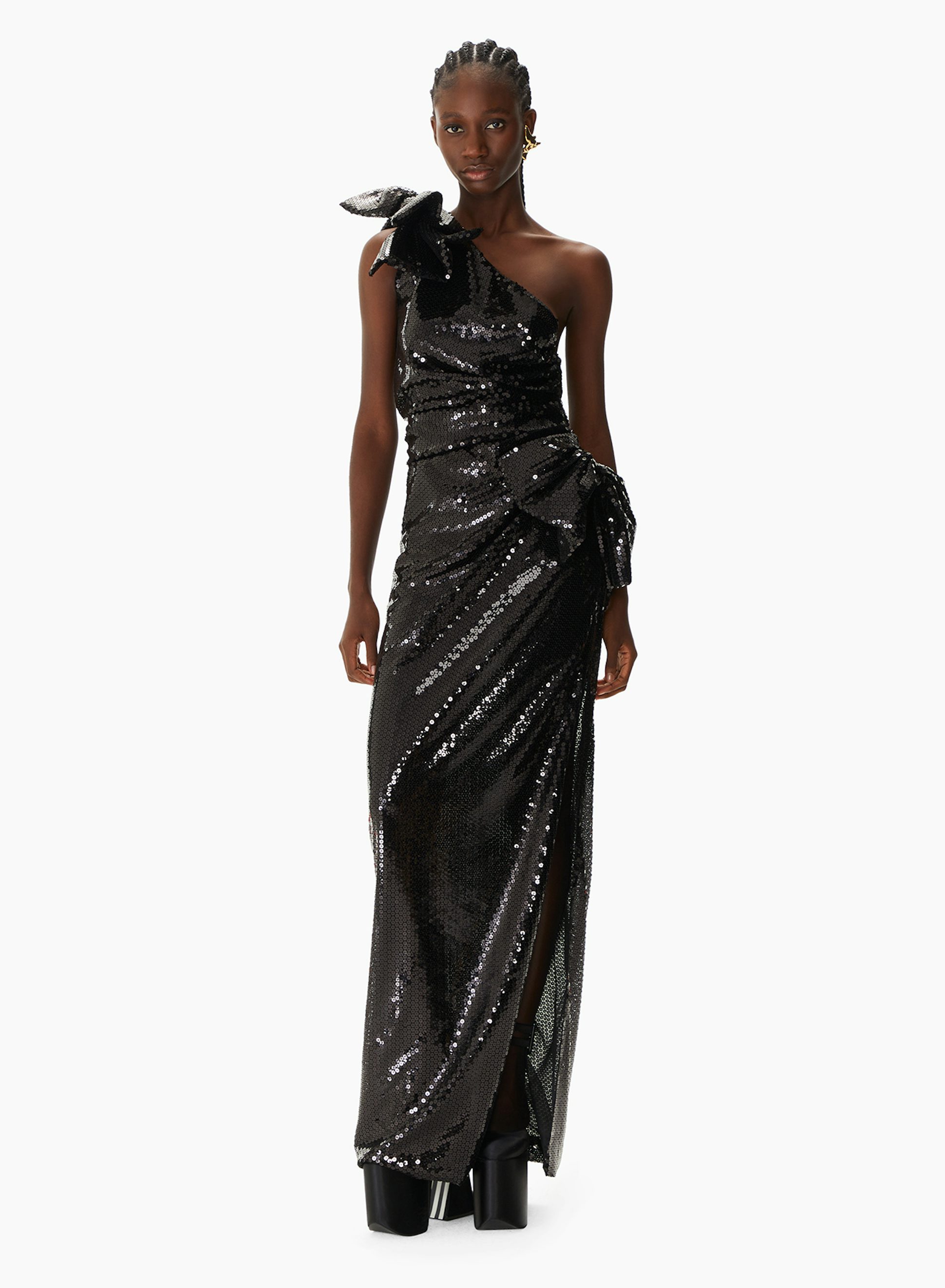 Asymmetric Sequin Dress Black- Nina Ricci