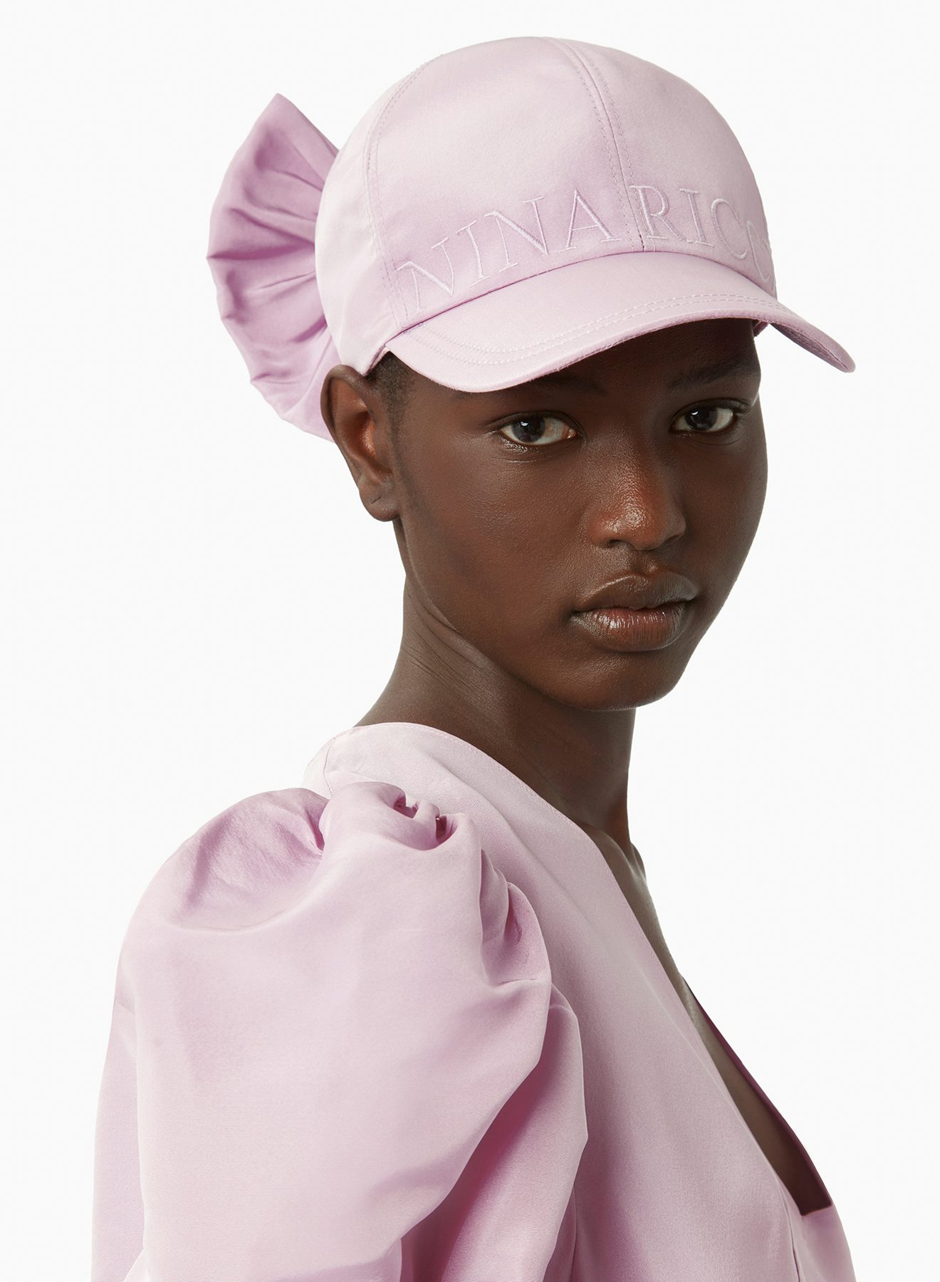 Taffeta bow baseball cap in pink - Nina Ricci