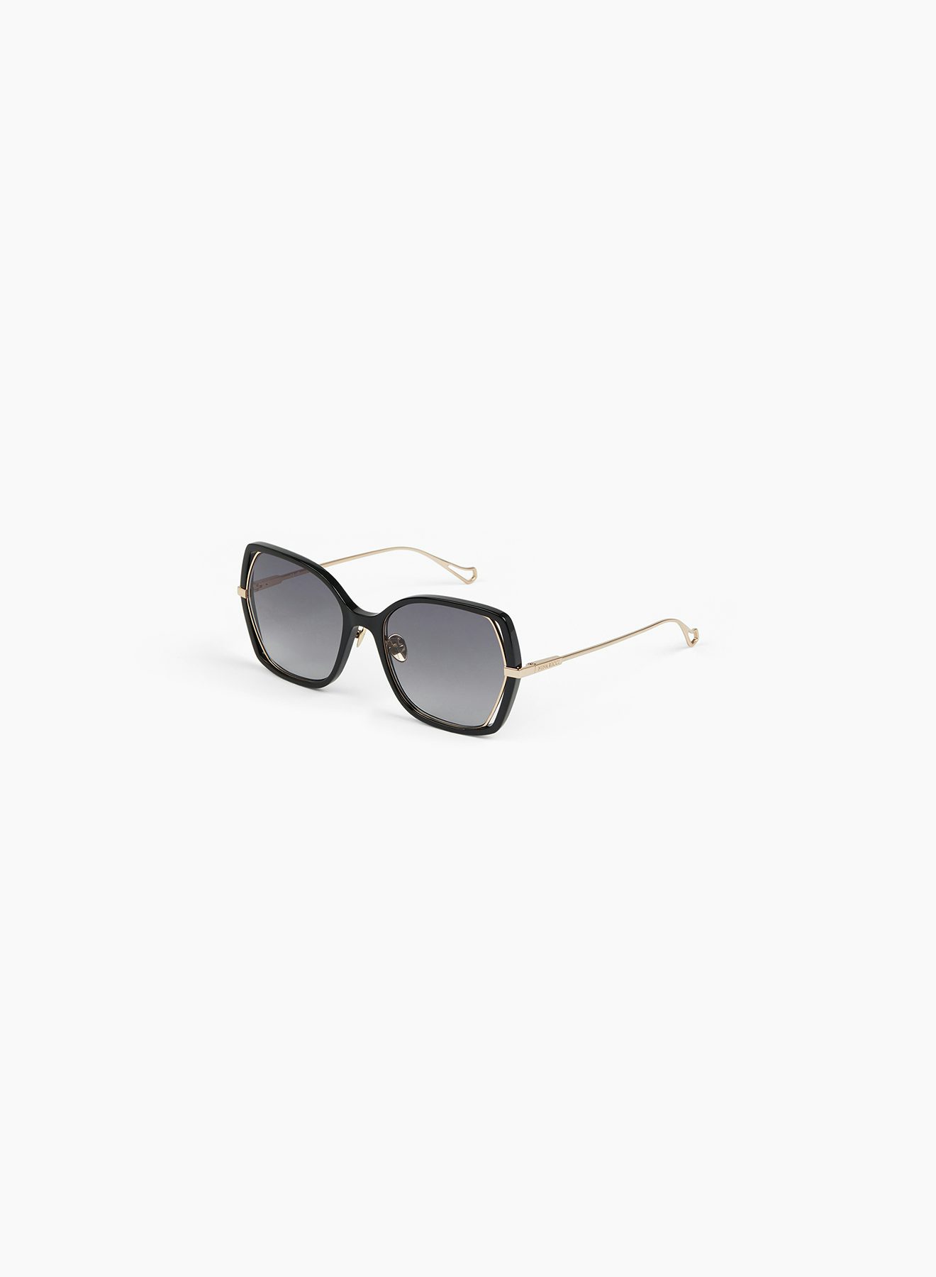 Geometric Sunglasses in Metal Shiny Black - Nina Ricci 