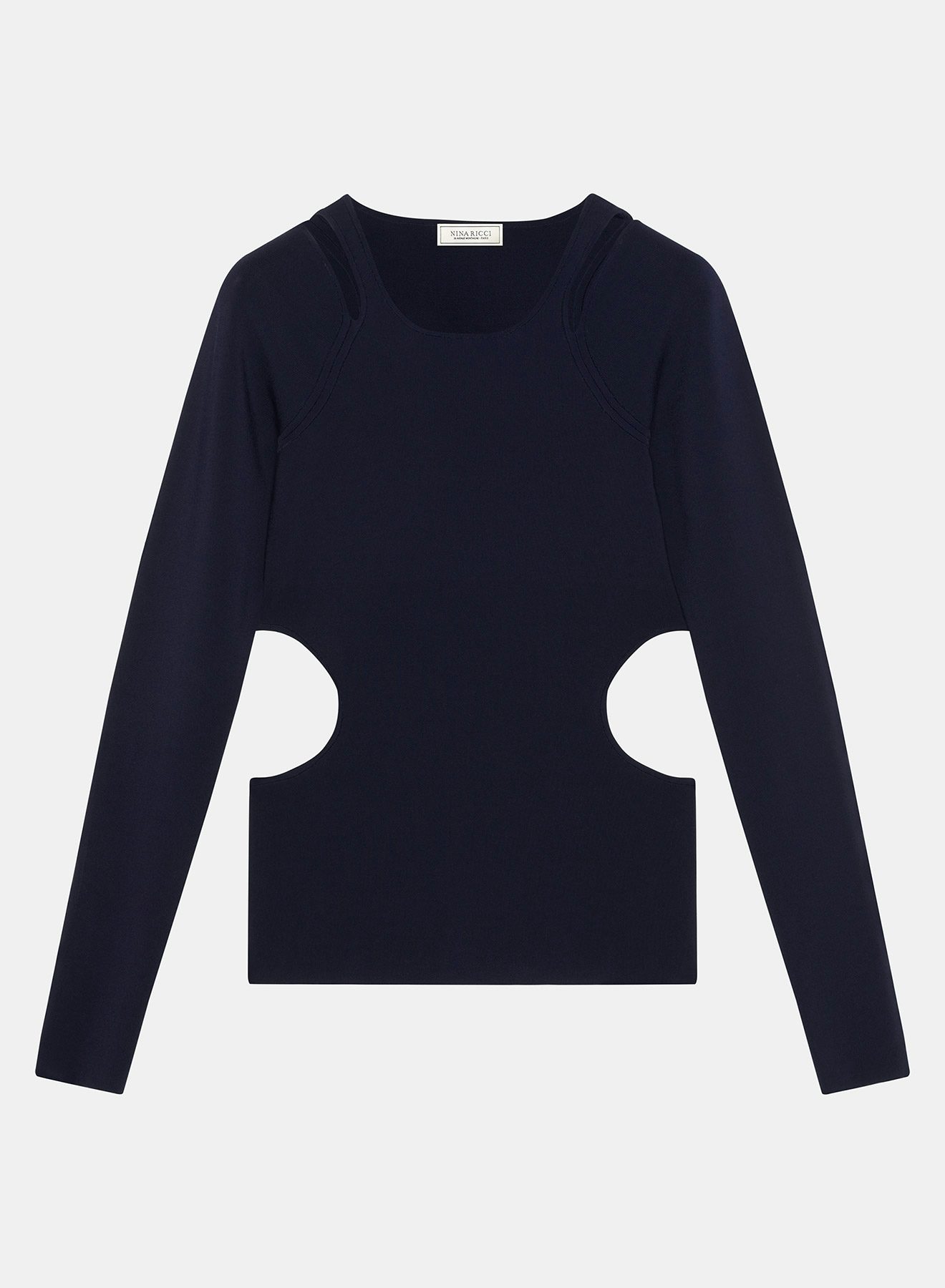 Navy blue Milano sweater open at the hips - Nina Ricci