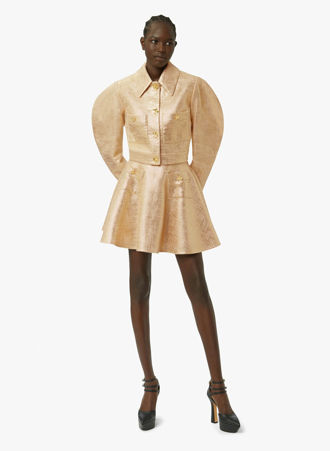 Mini flared skirt with pockets in gold - Nina Ricci
