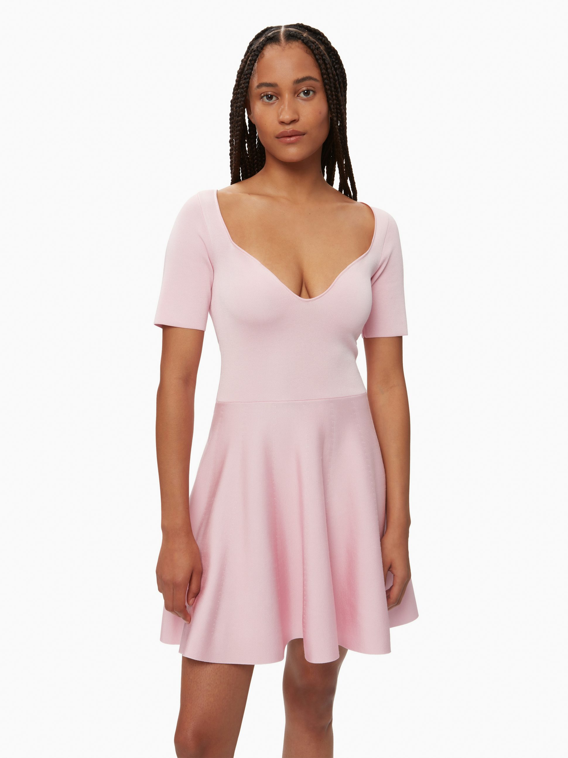 Heart neckline flared dress in pink - Nina Ricci
