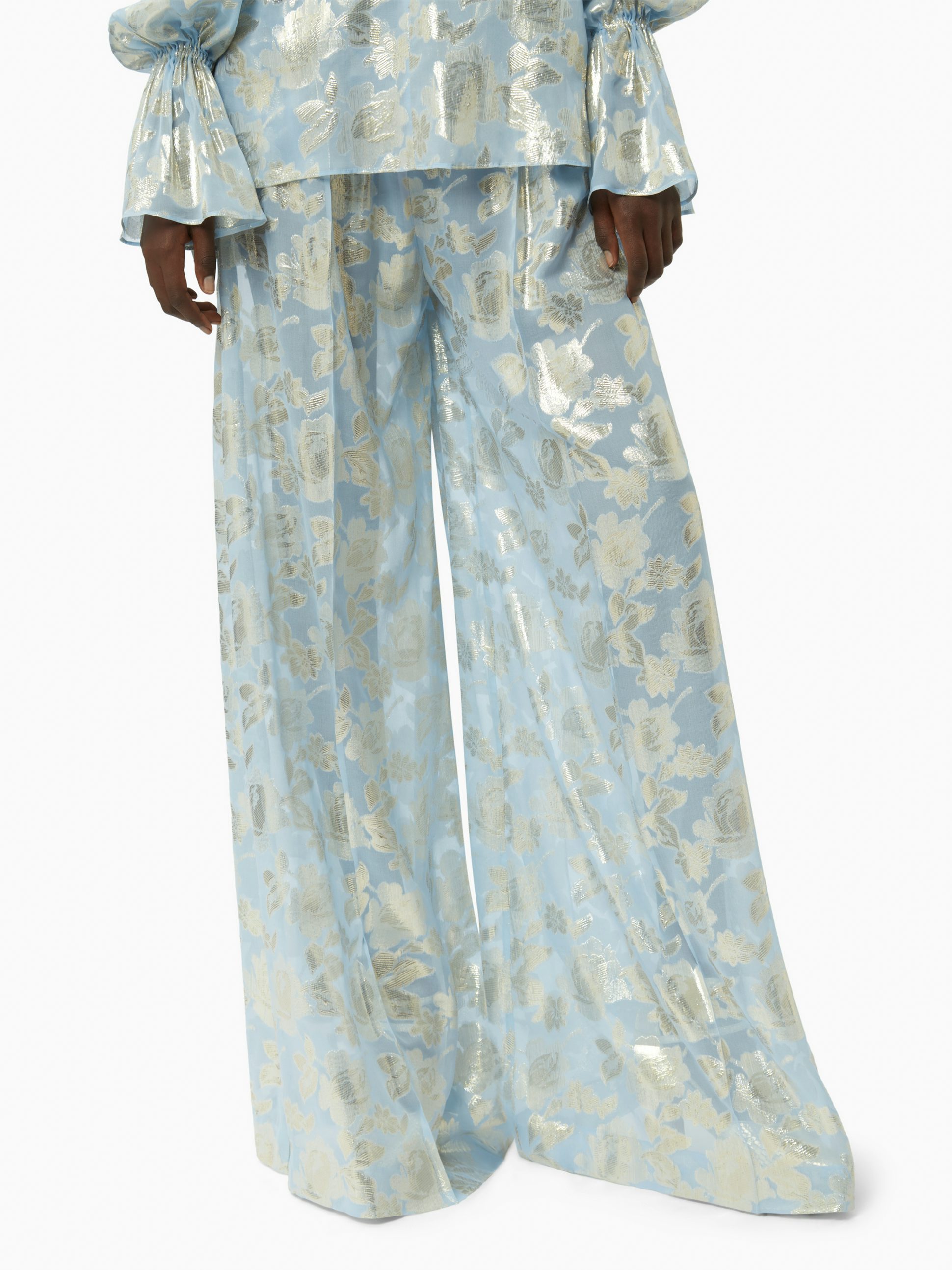 Floral palazzo pants in light blue  - Nina Ricci