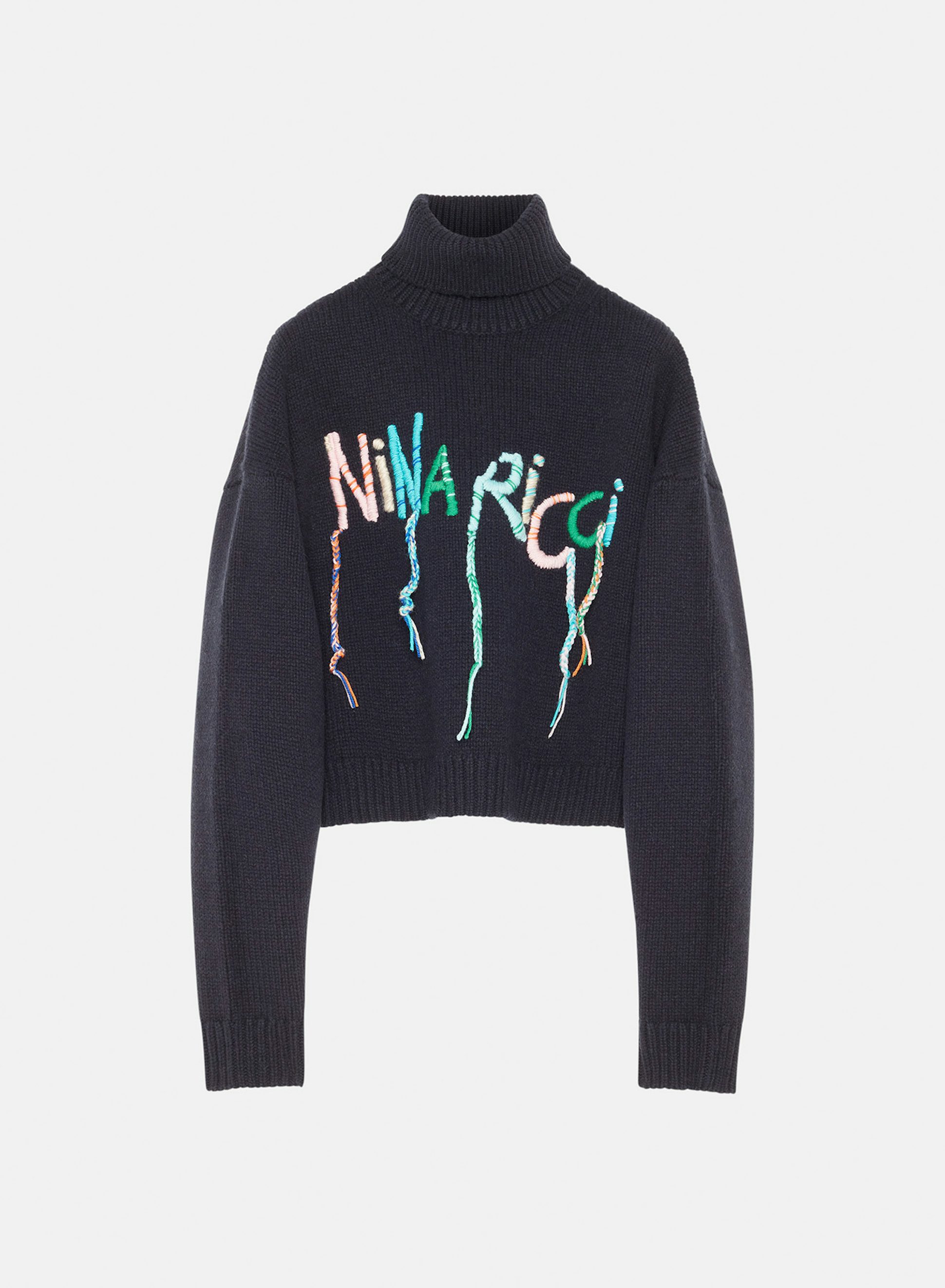 Pull boxy en laine mérinos bleu marine foncé - Nina Ricci