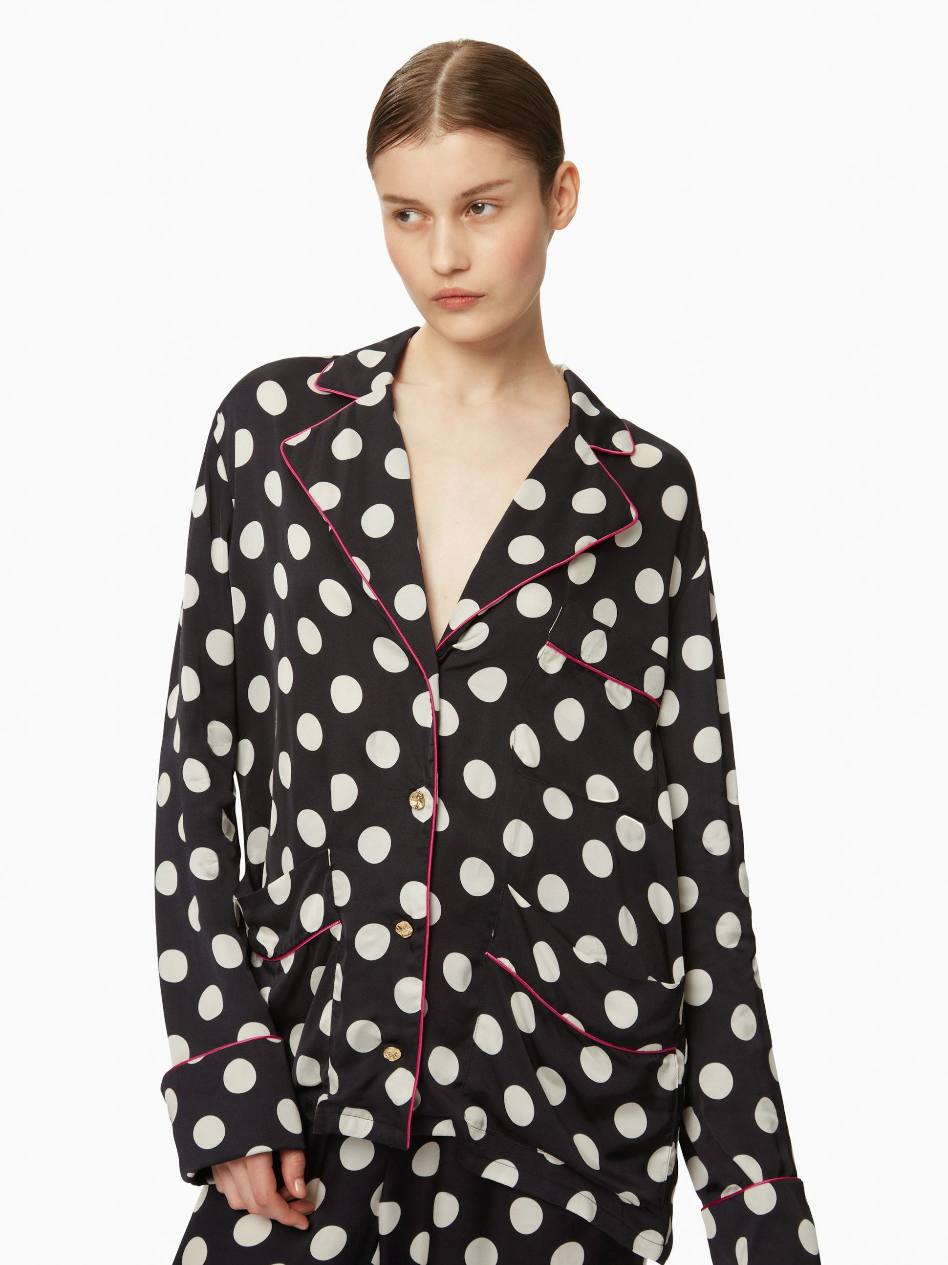 Satin polka-dot pyjama shirt black - Nina Ricci