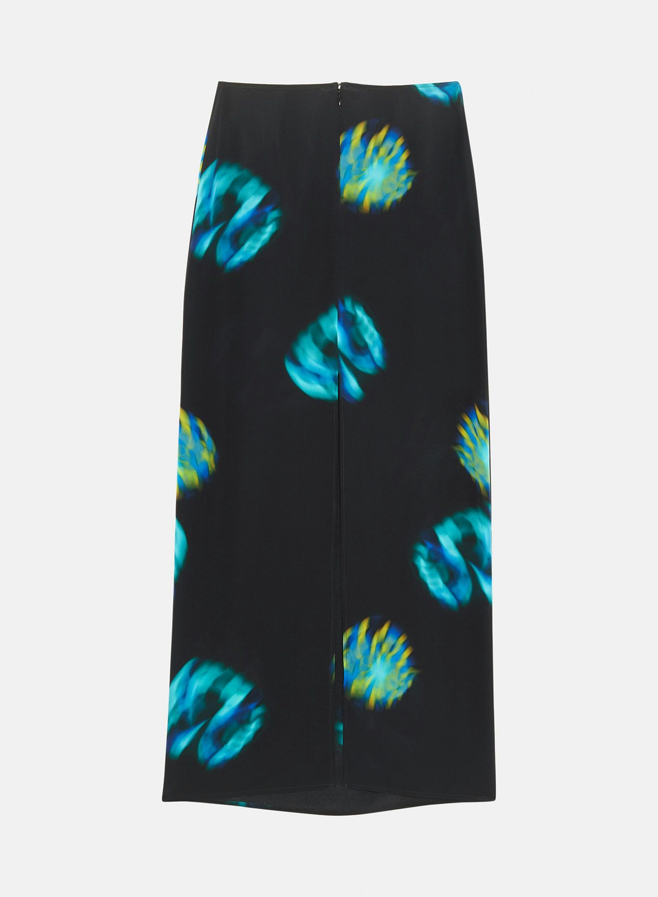 Silk crepon straight skirt blue lime parachute - Nina Ricci