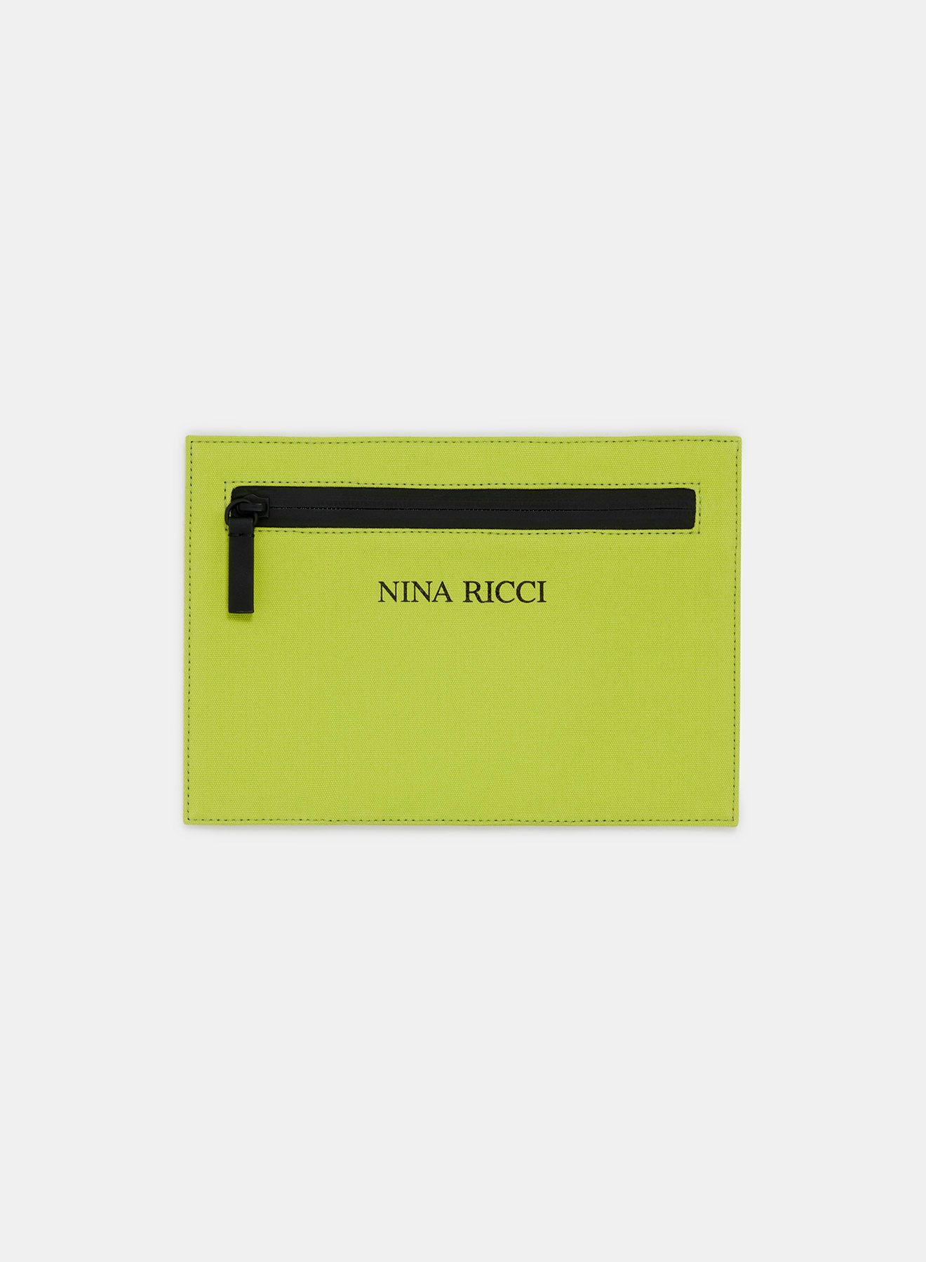 Pochette en Canevas de Coton Citron Vert avec Logo Noir - Nina Ricci