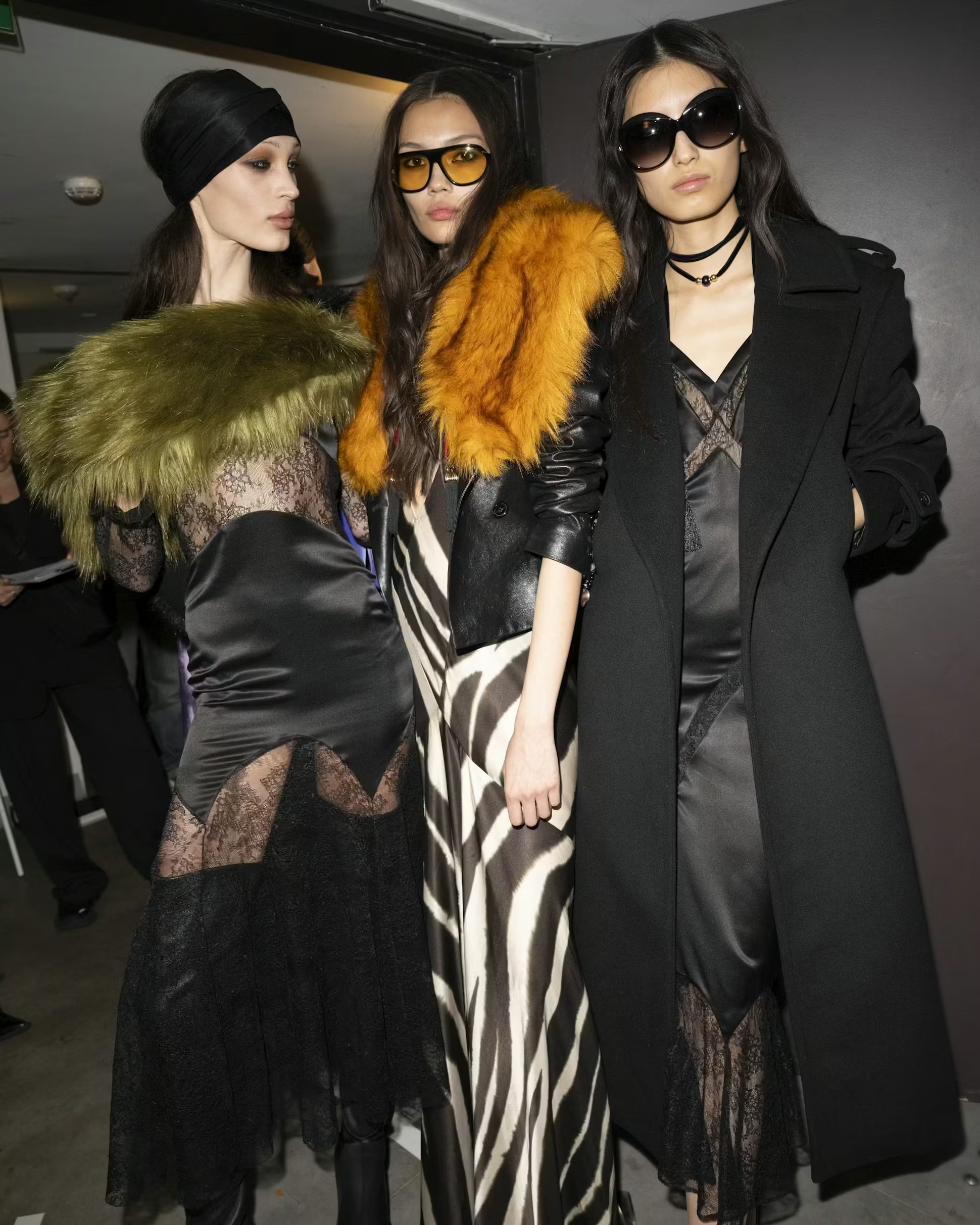 Models posing backstage at the Fall Winter 2025 show