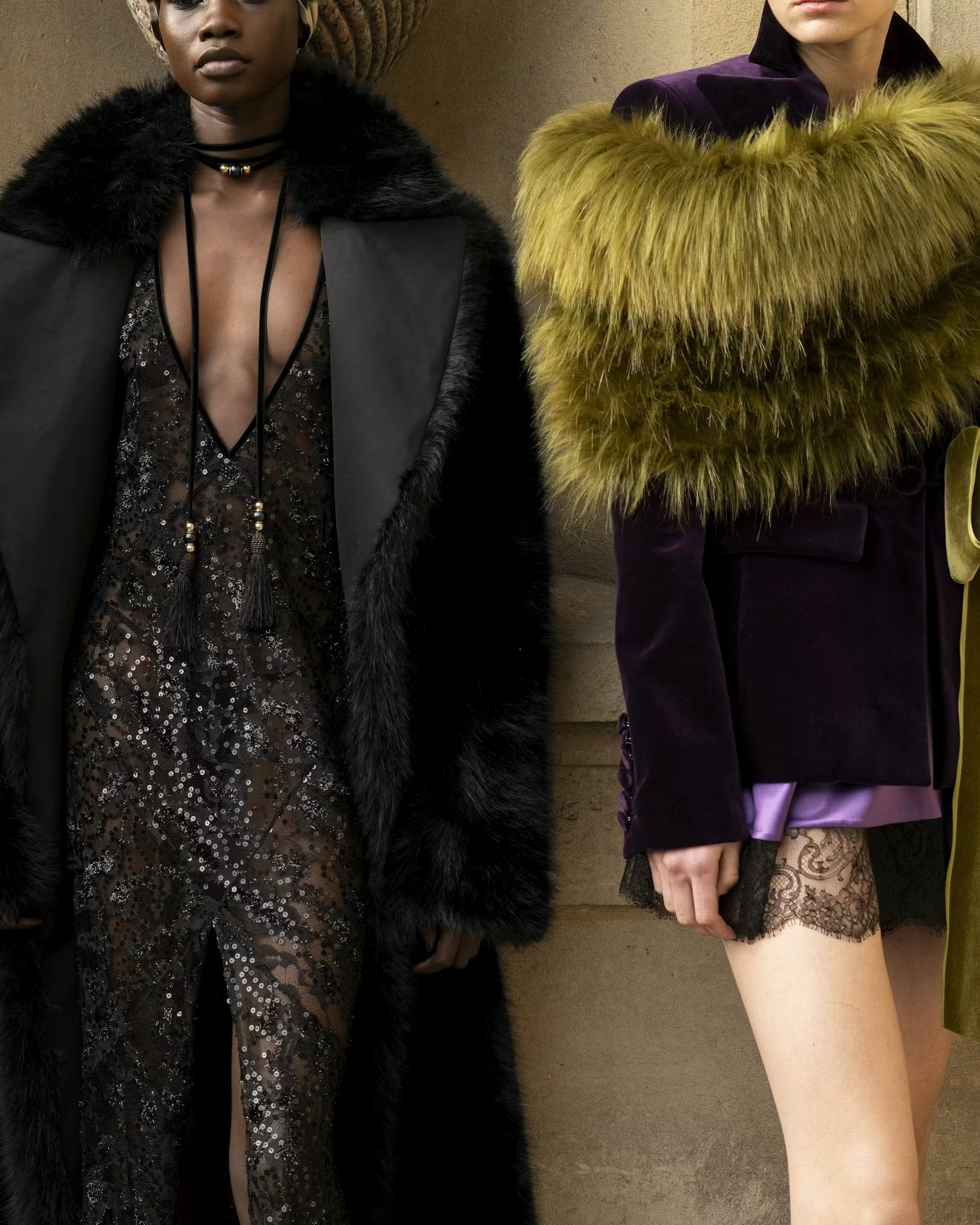 Models posing backstage at the Fall Winter 2025 show