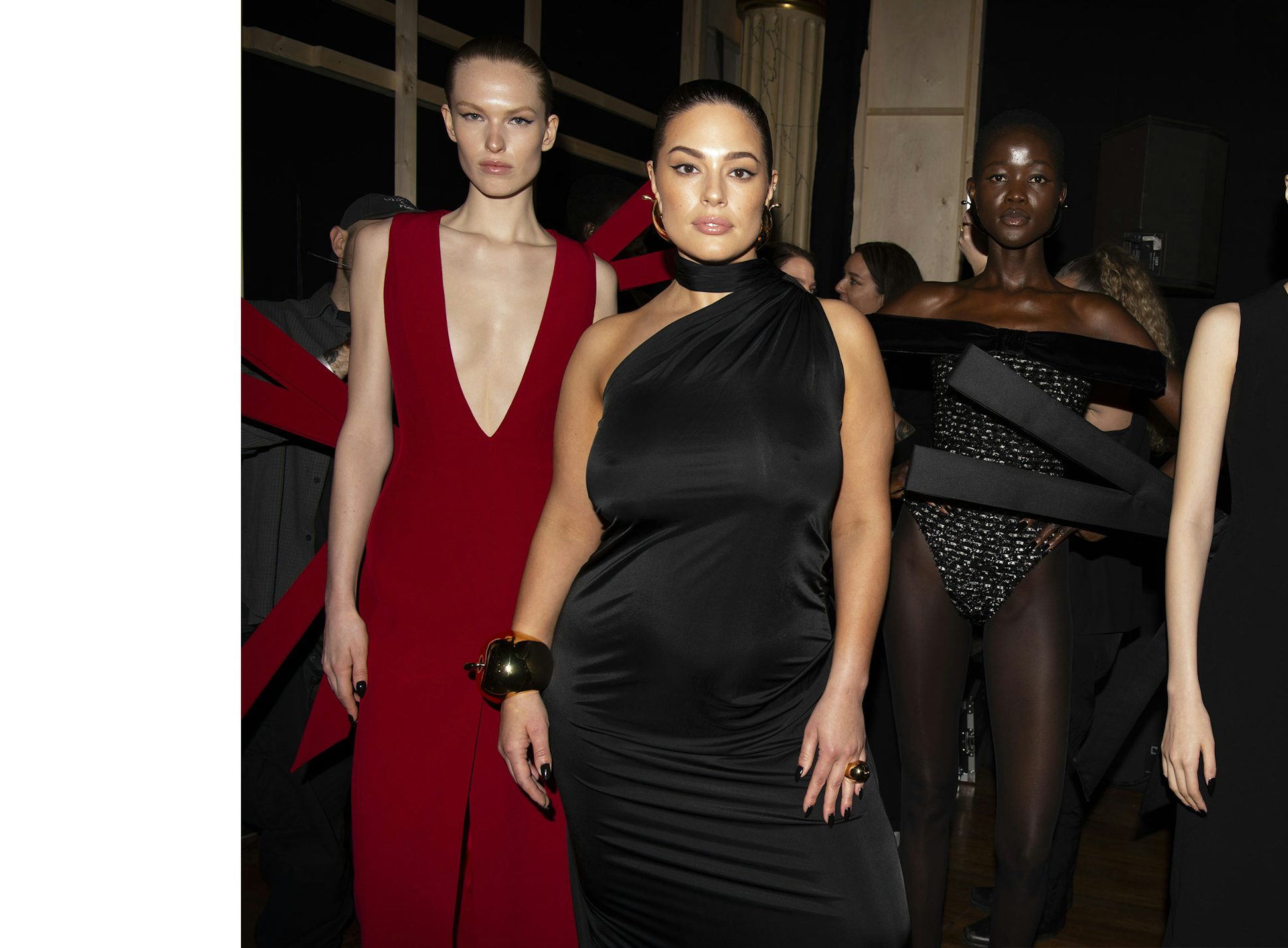 Ashley Graham and model backstage at the Fall-Winter 2024 Nina Ricci show
