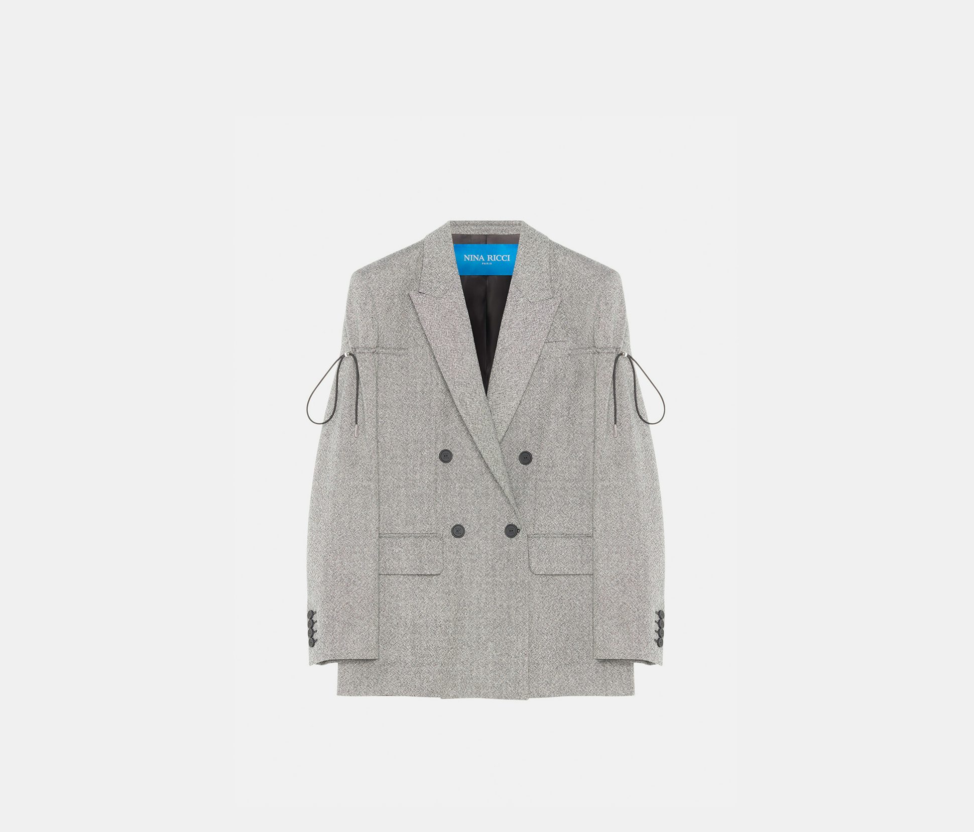 Speckled wool jacket with drawstrings black white - Nina Ricci