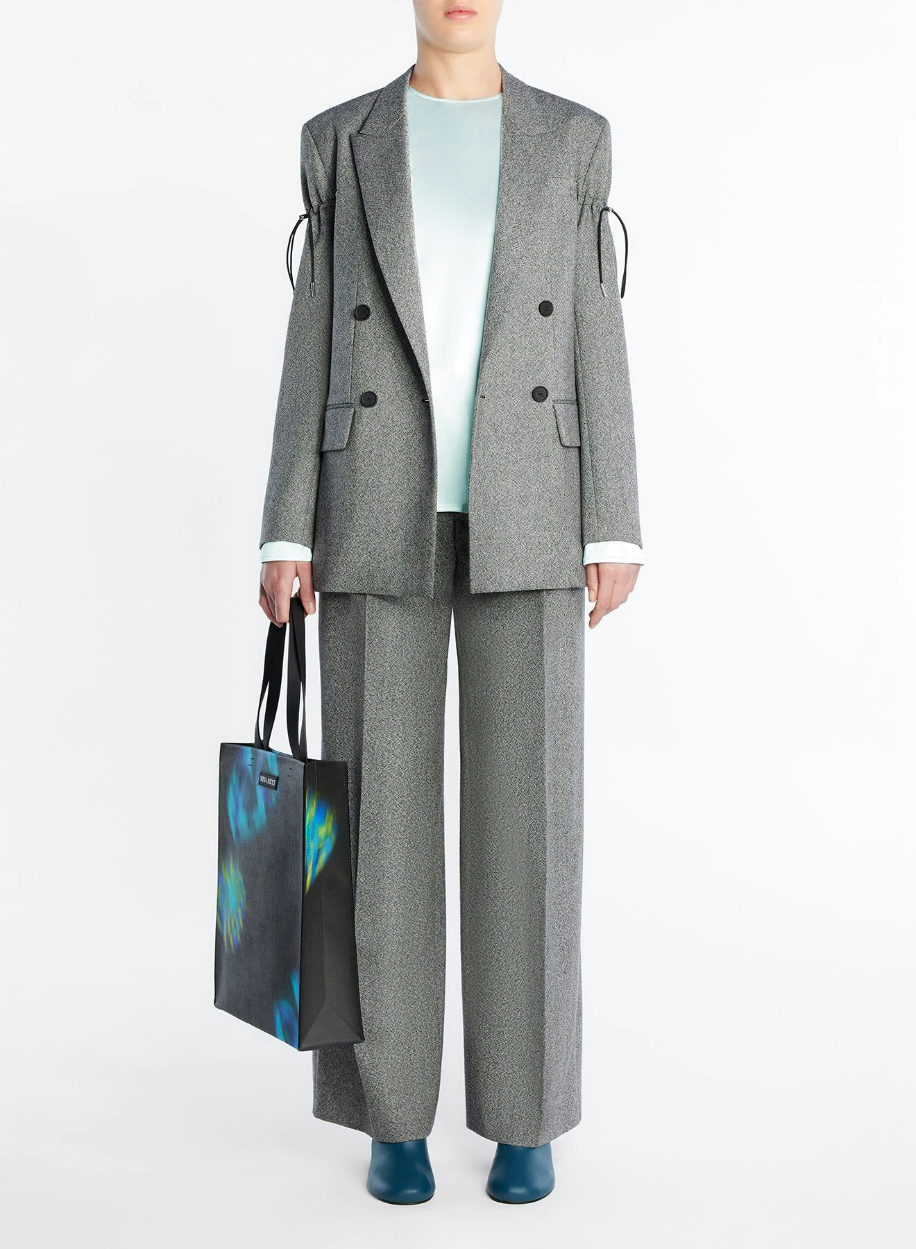 Speckled wool jacket with drawstrings black white - Nina Ricci