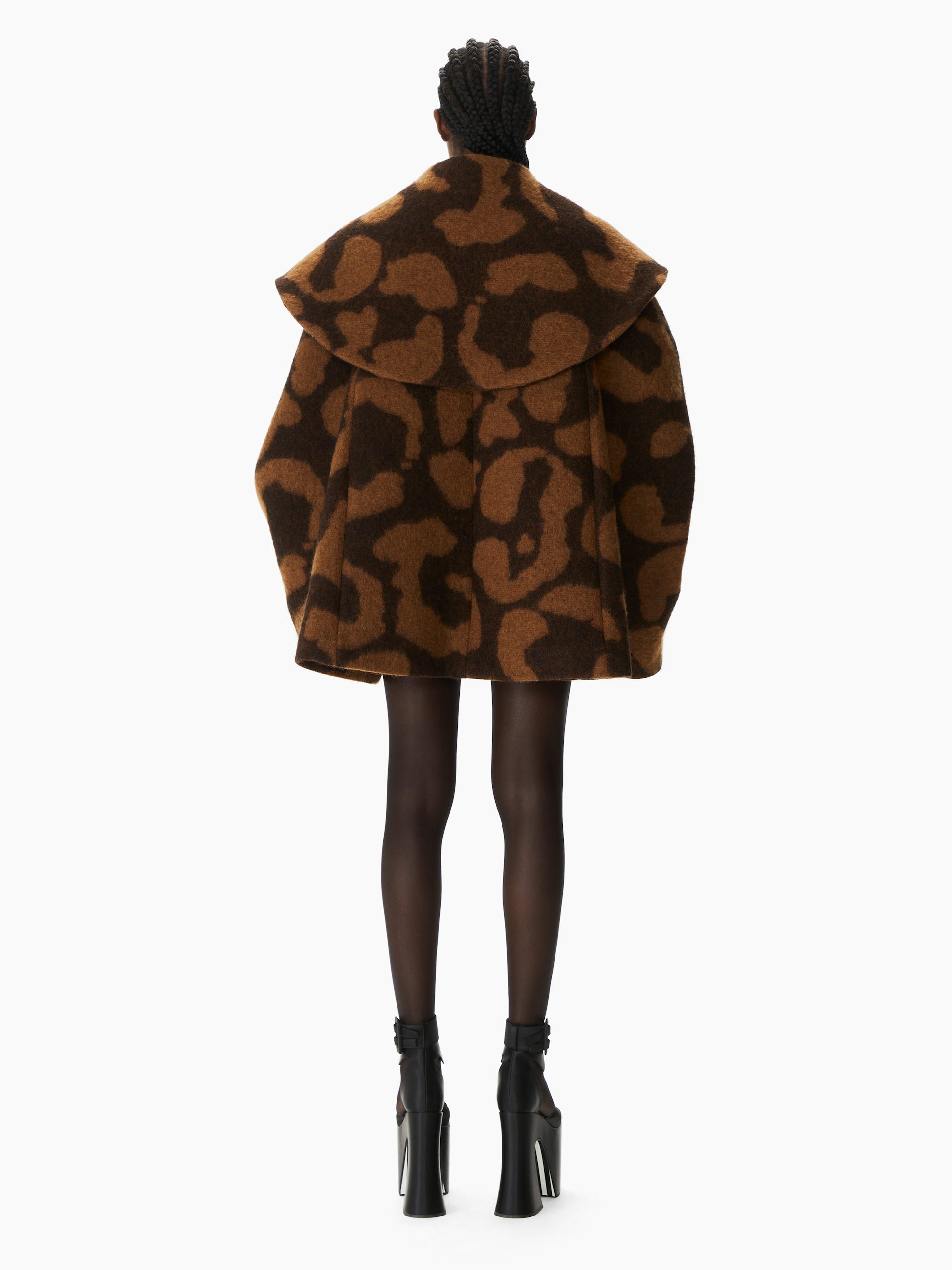 Abrigo cocoon de jacquard de lana con motivo leopardo - Nina Ricci
