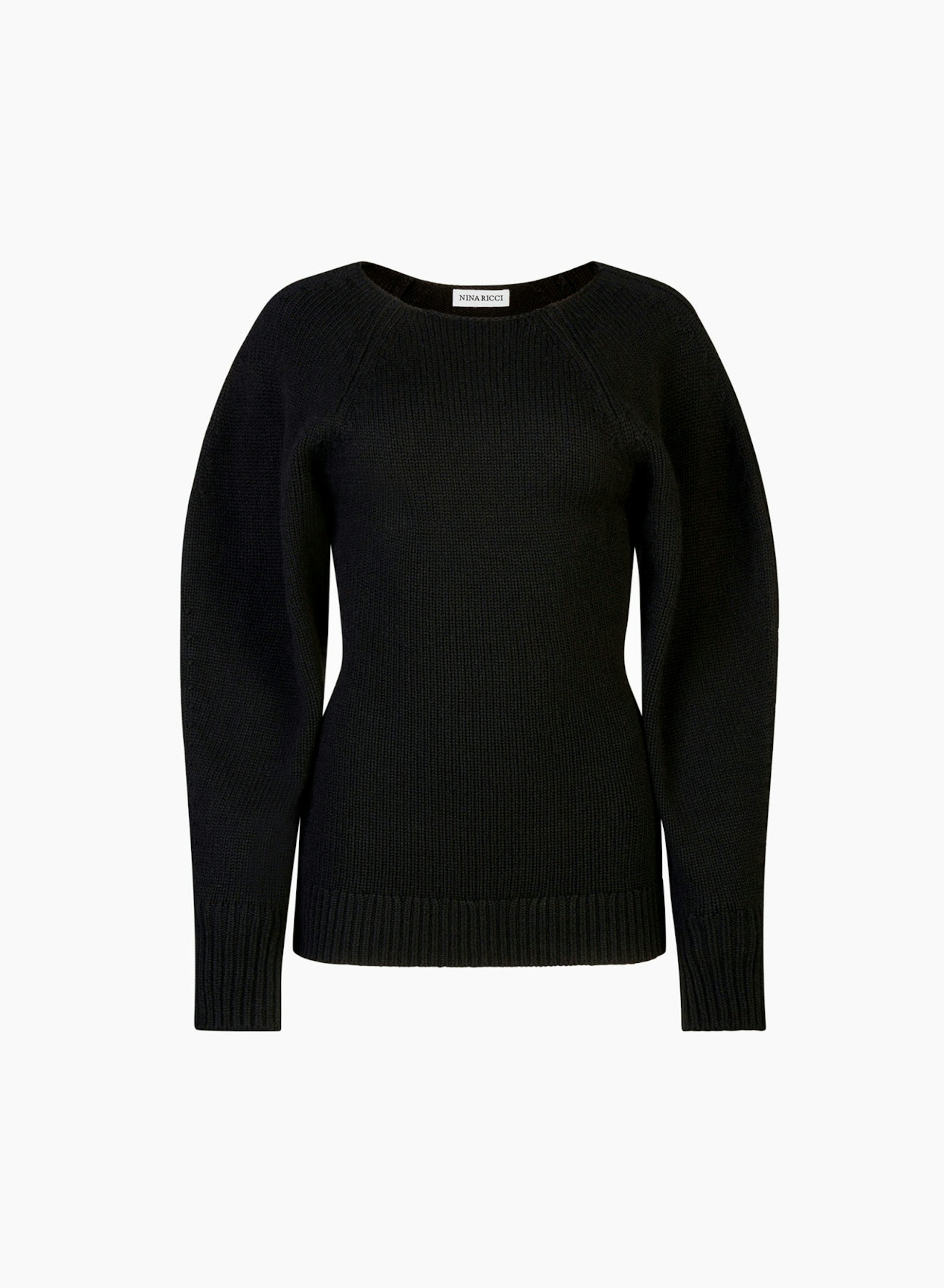 Cashmere Raglan Puff Sleeve Sweater Black - Nina Ricci 