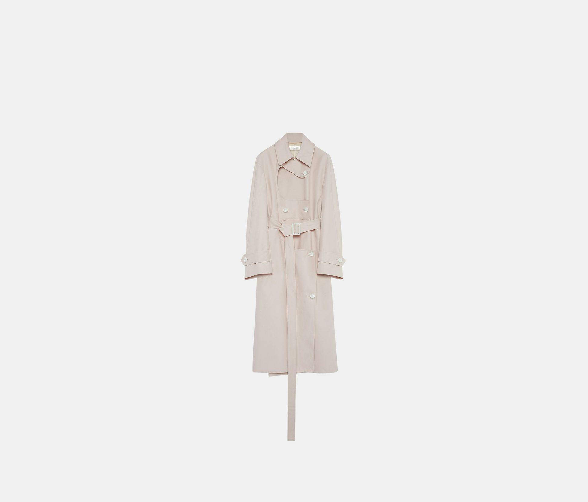 Pale Pink Technical Cotton Trench Coat With Openings on the Front - Nina Ricci