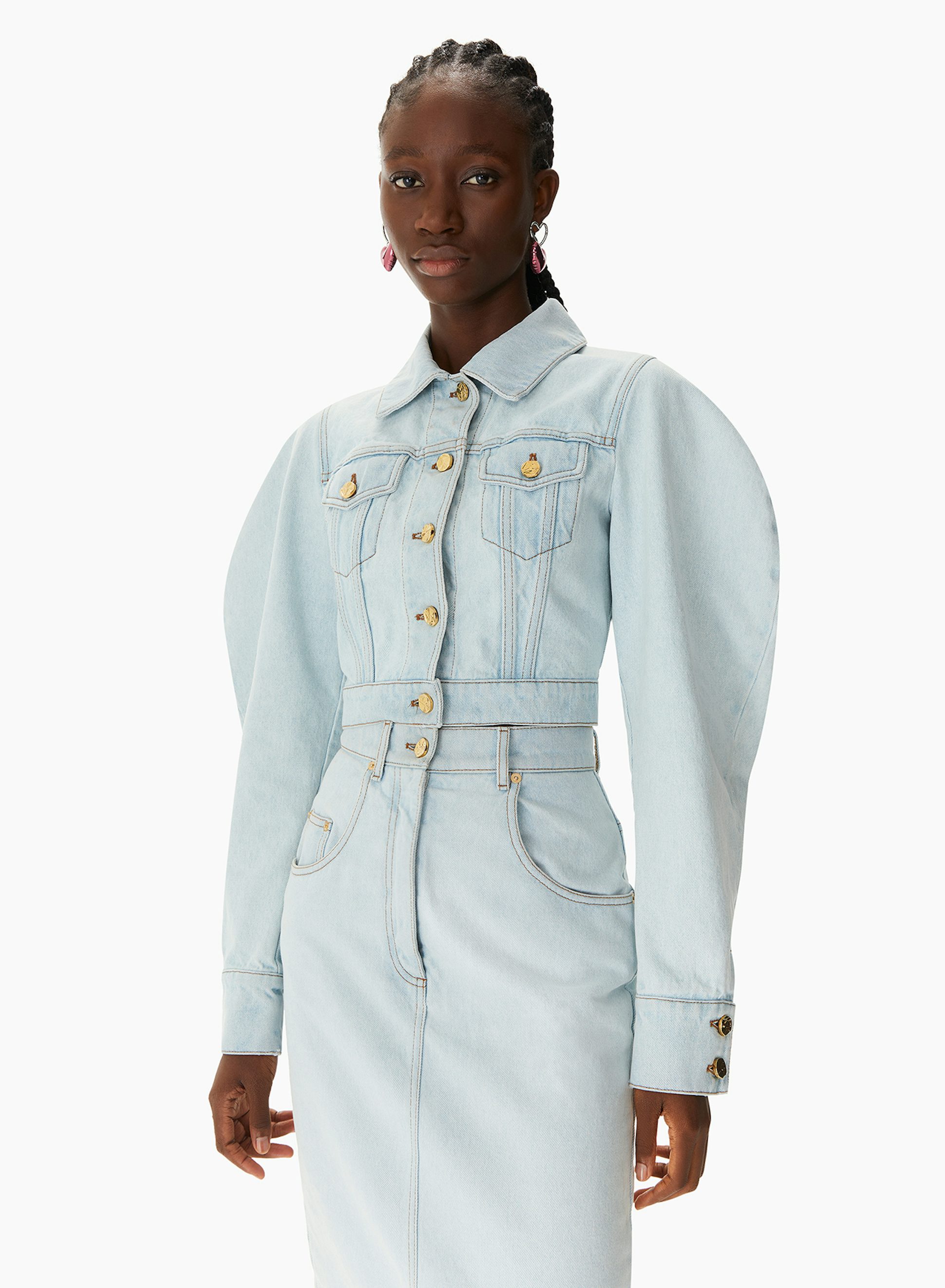 Denim Cocoon Sleeve Jacket Faded Blue - Nina Ricci 