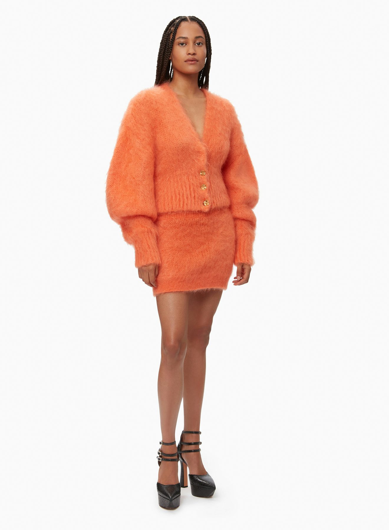 Mini-Jupe En Mohair Orange - Nina Ricci 