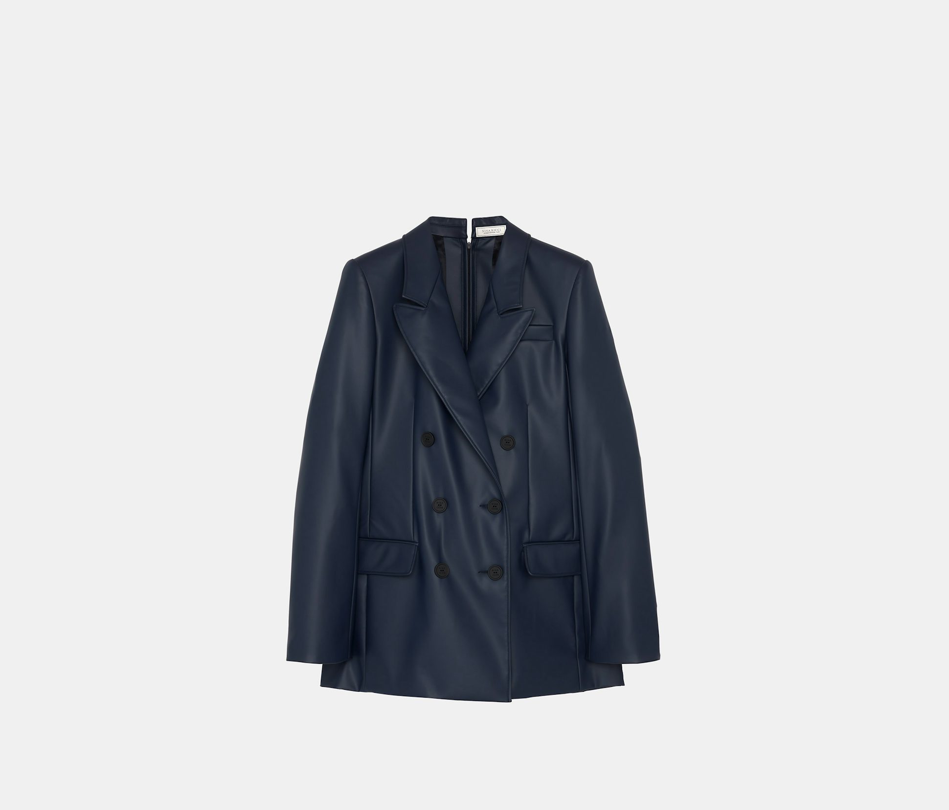 Chaqueta cruzada en látex de doble cara