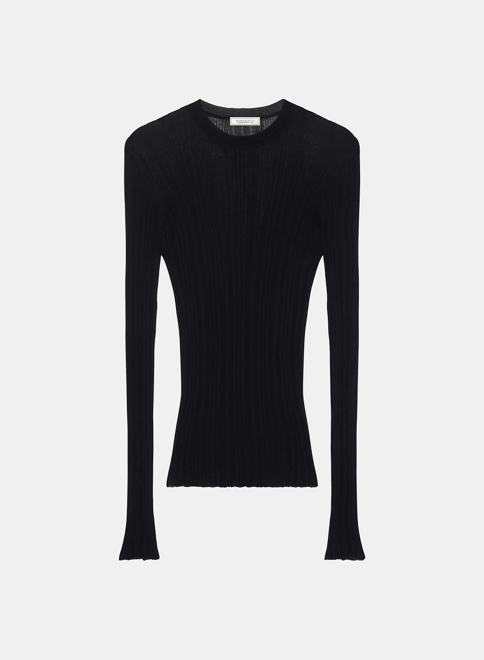Pull Ras de Cou en Maille Fine Noir - Nina Ricci