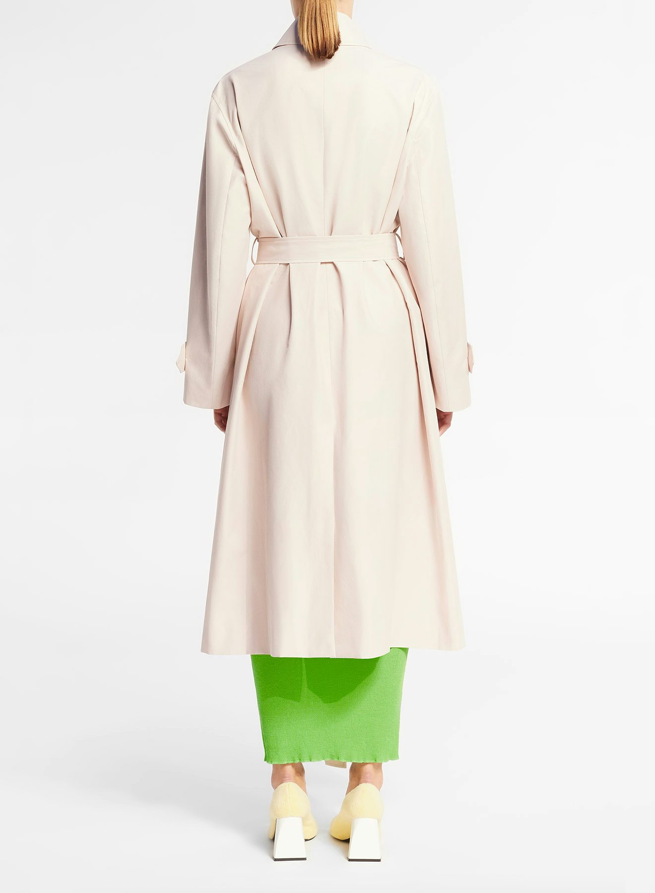 Pale Pink Technical Cotton Trench Coat With Openings on the Front- Nina Ricci