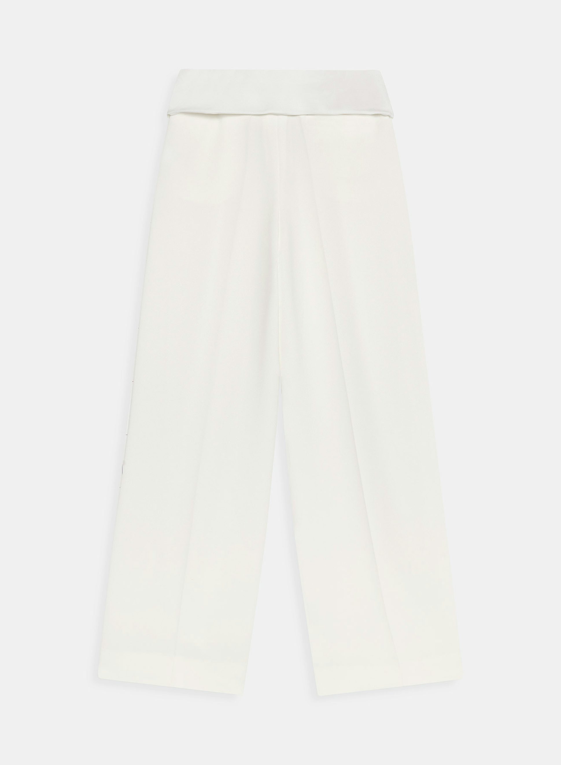 Pantalon Large avec Revers sur les Hanches en Gabardine Blanche - Nina Ricci